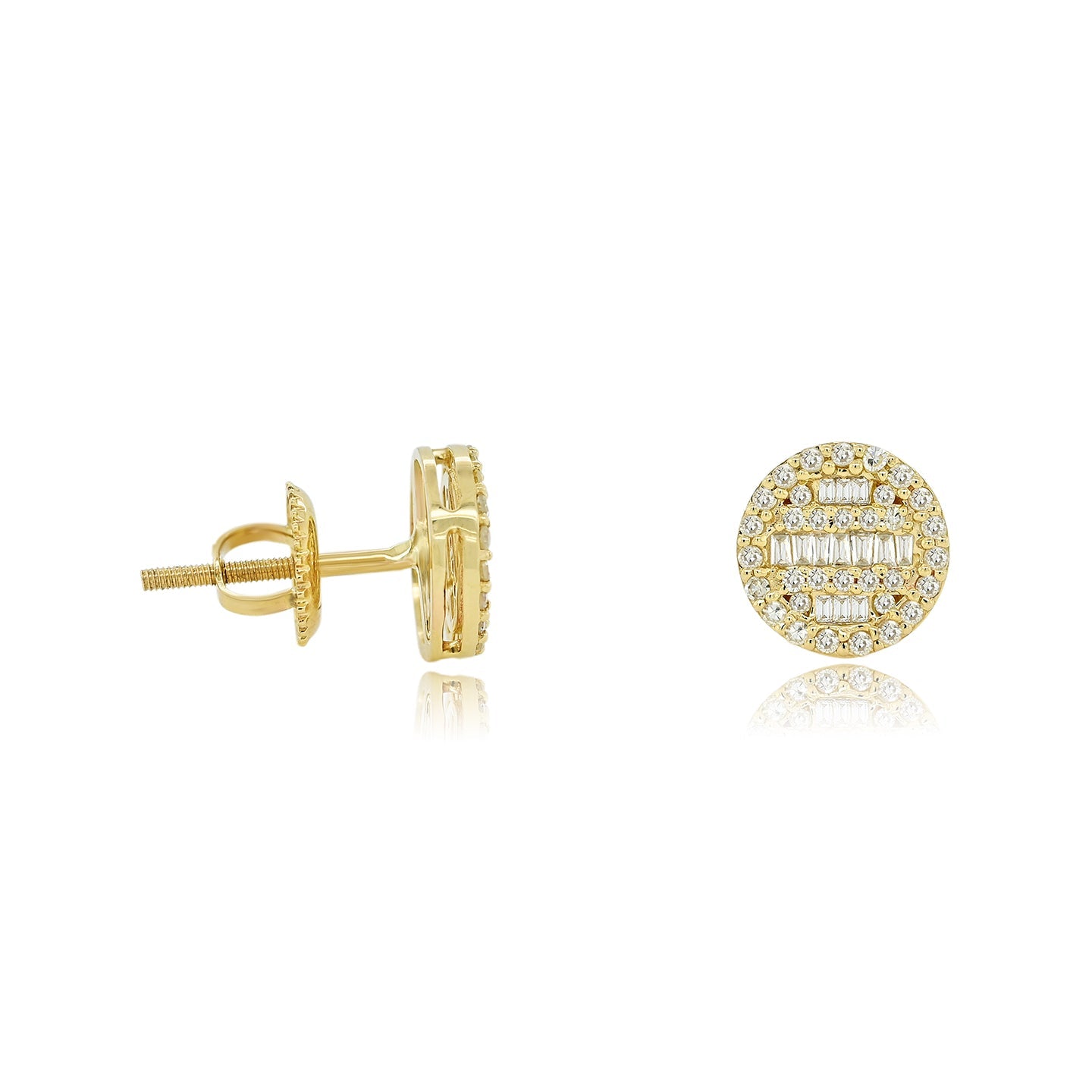 Opulent Orbits: 14K Gold Round Stud Earrings for Elevated Elegance