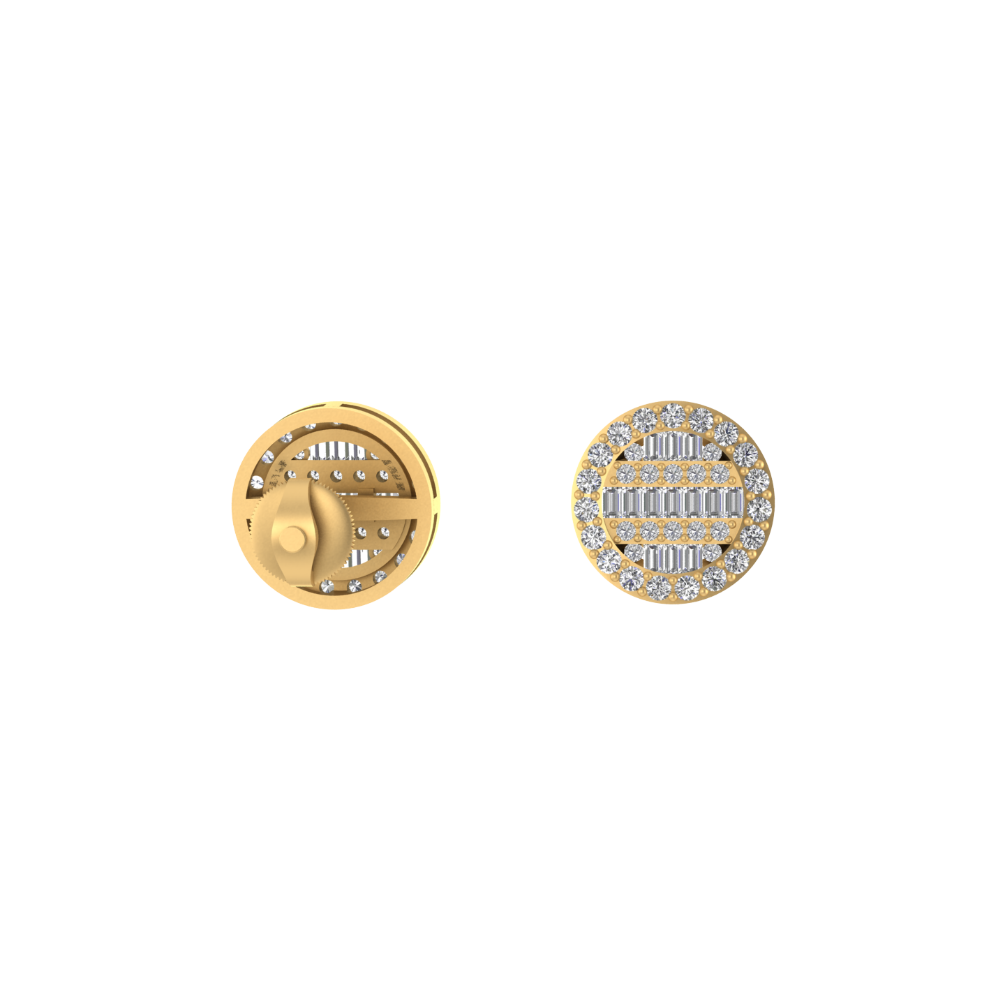 Opulent Orbits: 14K Gold Round Stud Earrings for Elevated Elegance