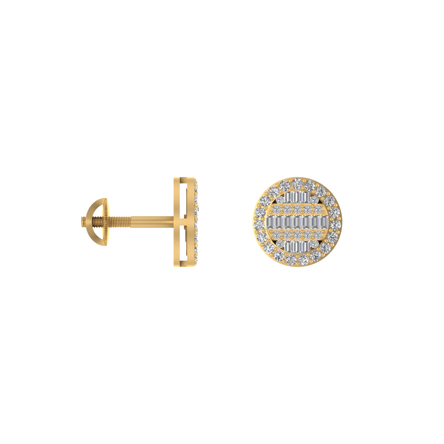 Opulent Orbits: 14K Gold Round Stud Earrings for Elevated Elegance