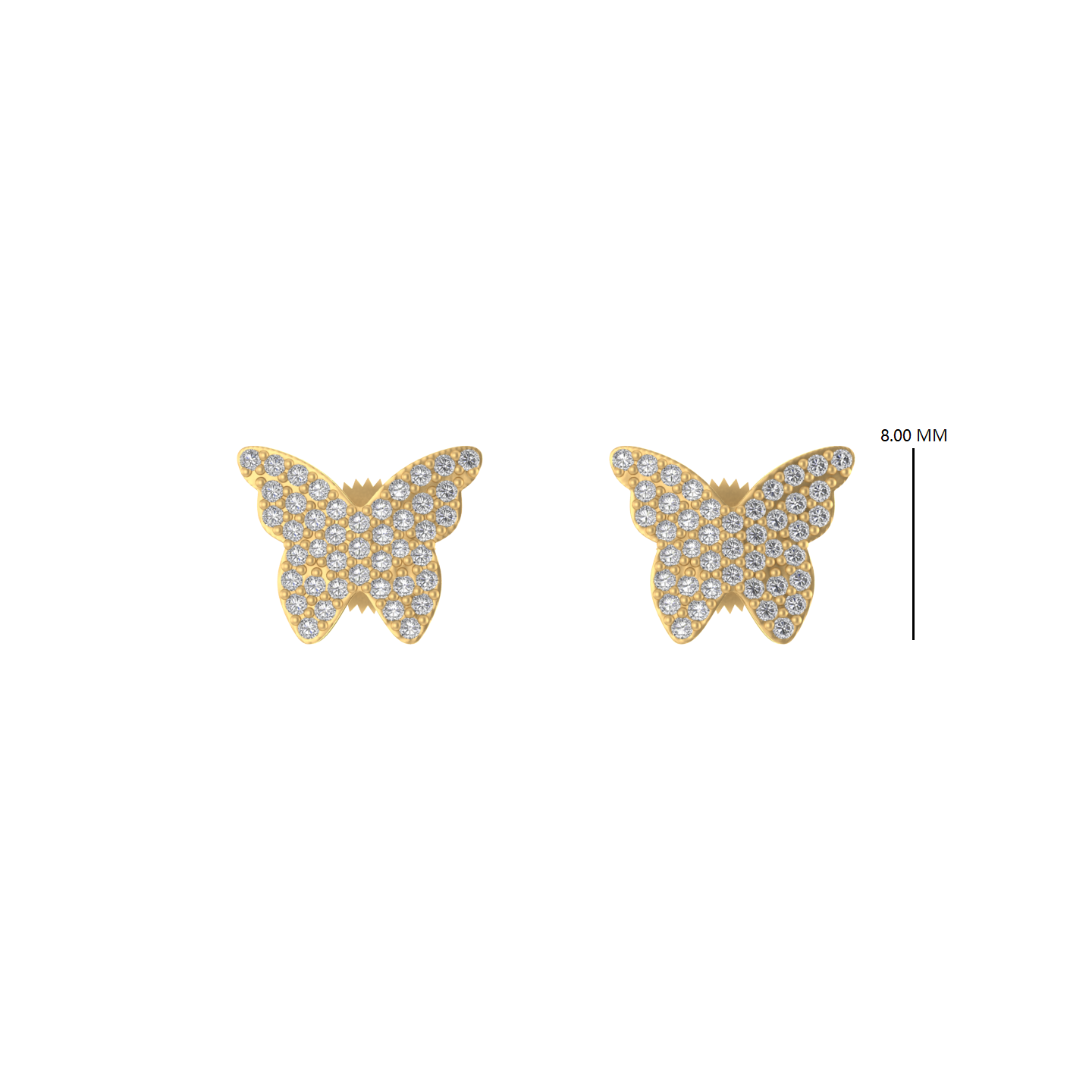 Majestic Flutter: 14k Butterfly Symphony Screw back Earring