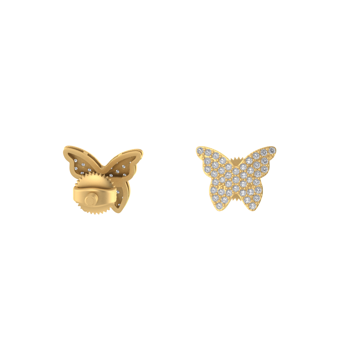 Majestic Flutter: 14k Butterfly Symphony Screw back Earring