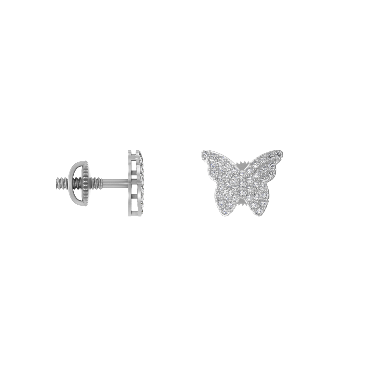 Majestic Flutter: 14k Butterfly Symphony Screw back Earring