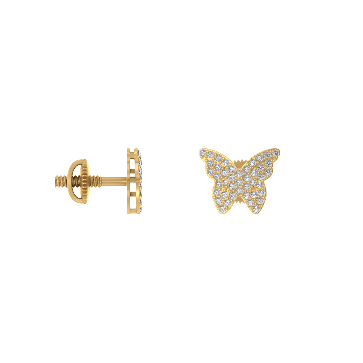 Majestic Flutter: 14k Butterfly Symphony Screw back Earring
