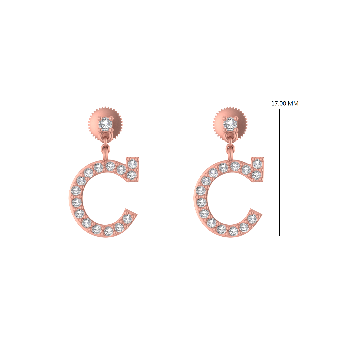 Crafted Brilliance: 14K Gold Dangle Drop Earrings Adorned with Initial C