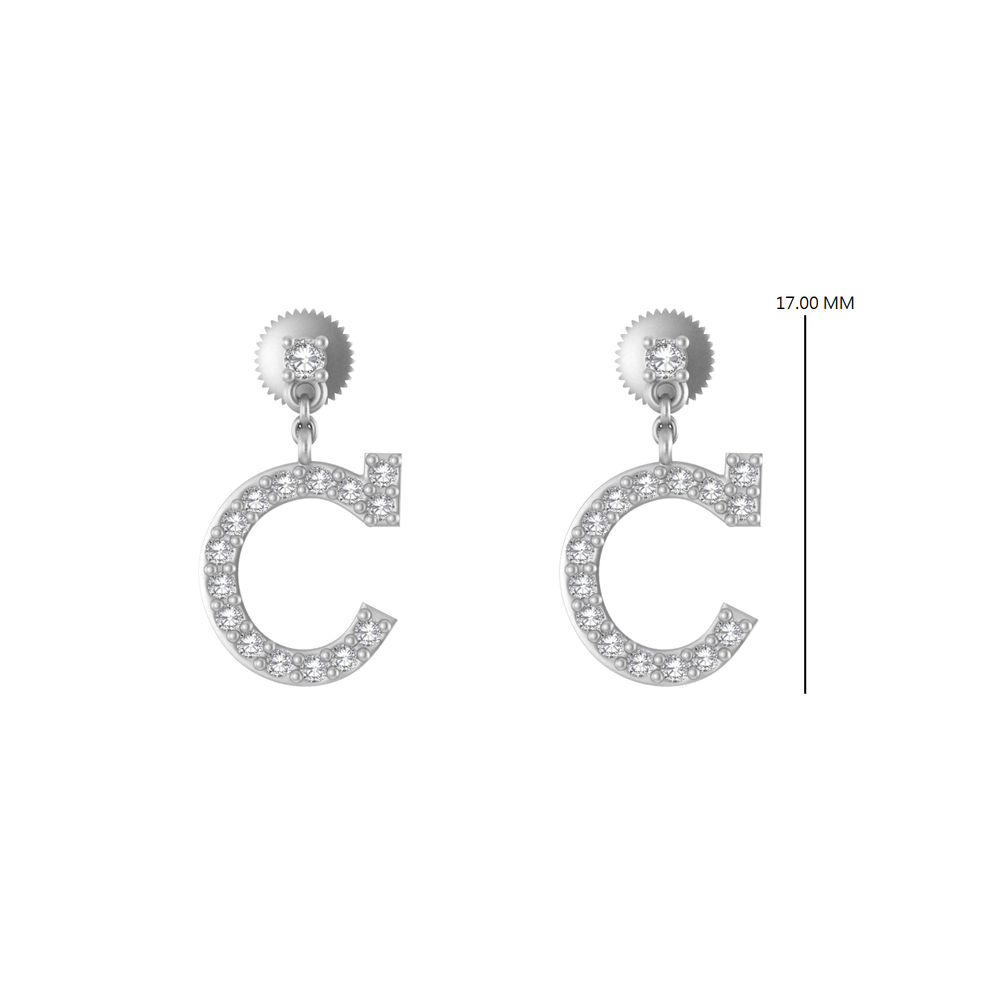 Crafted Brilliance: 14K Gold Dangle Drop Earrings Adorned with Initial C