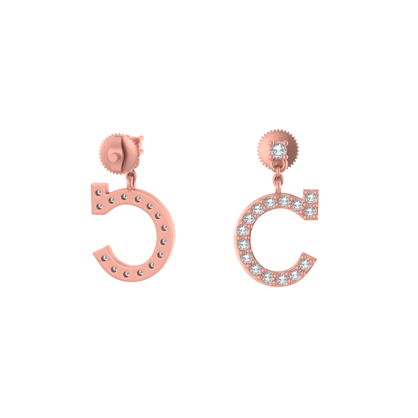 Crafted Brilliance: 14K Gold Dangle Drop Earrings Adorned with Initial C
