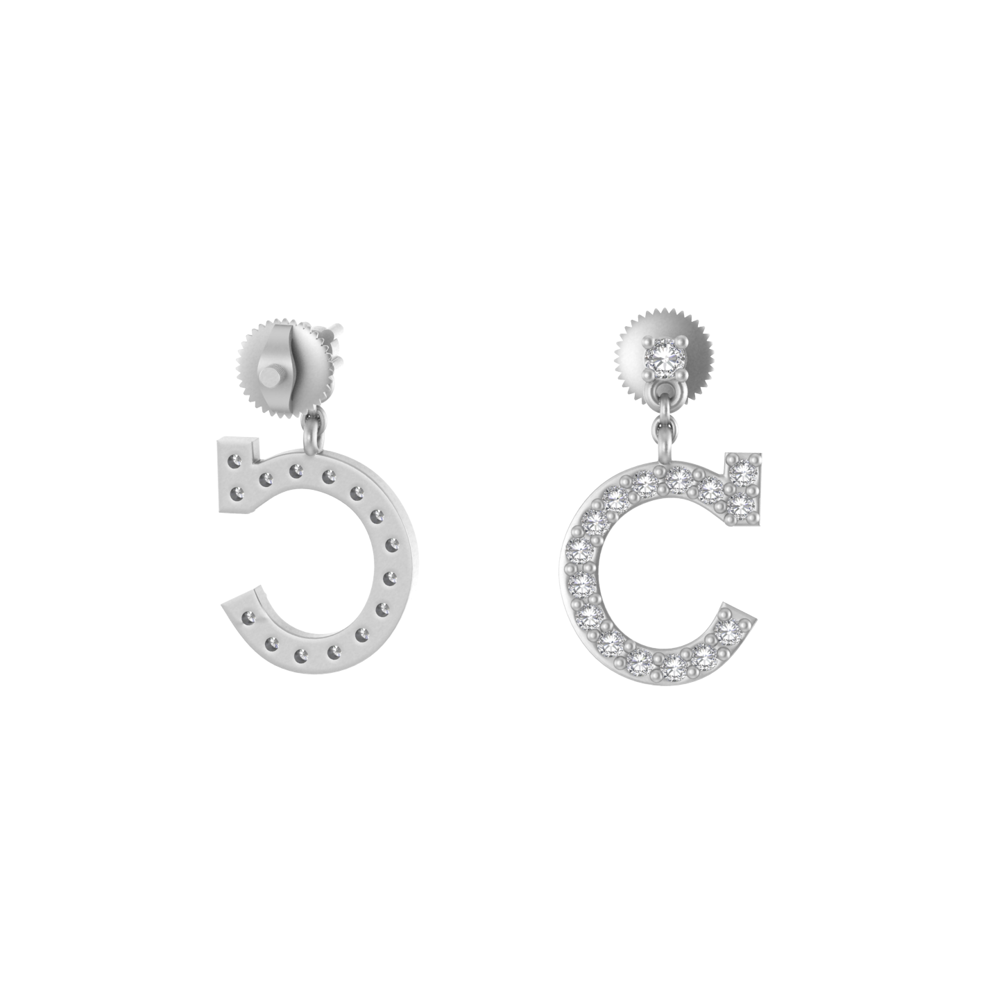 Crafted Brilliance: 14K Gold Dangle Drop Earrings Adorned with Initial C
