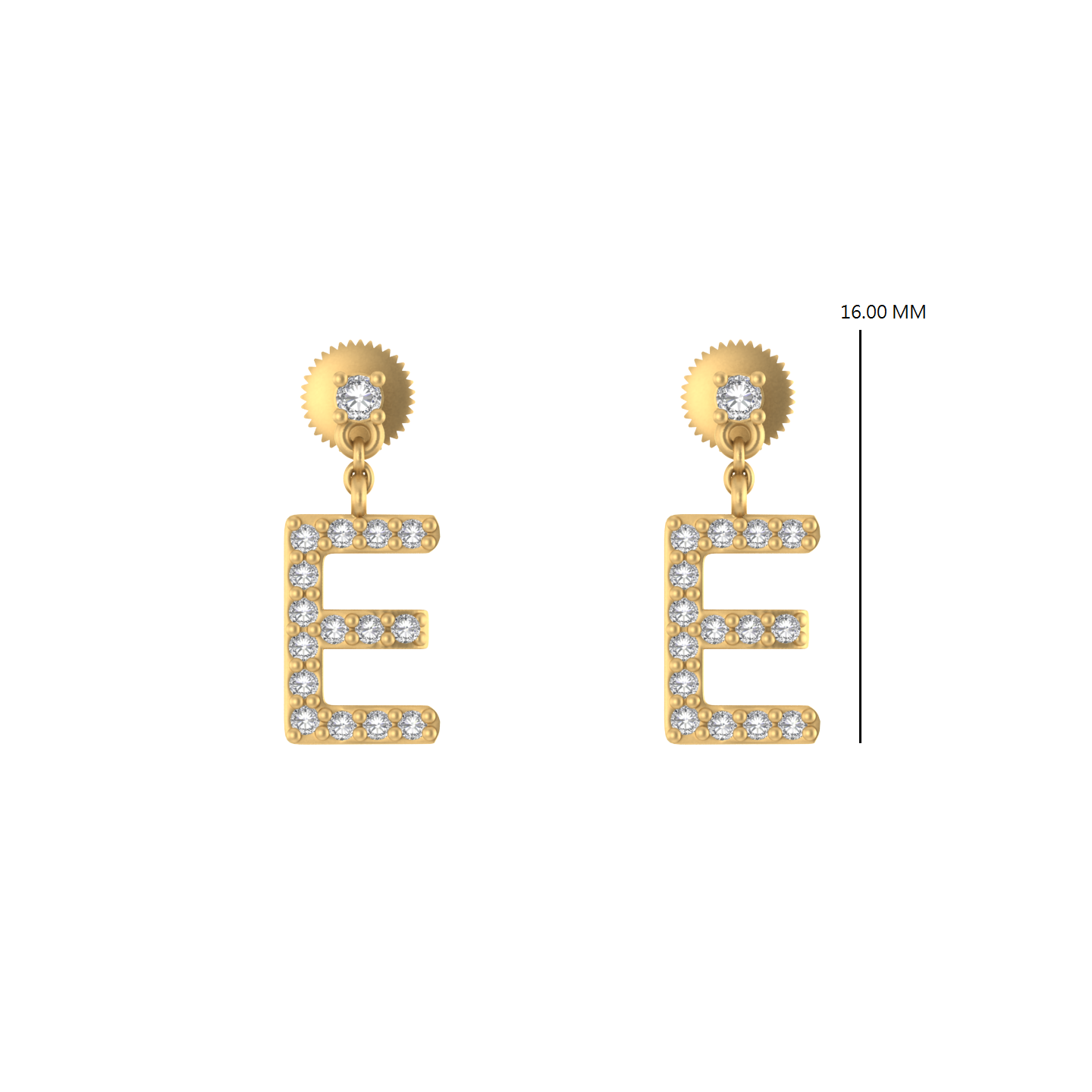 Personalized Perfection: 14K Gold Dangle Drop Earrings with Initial 'E'