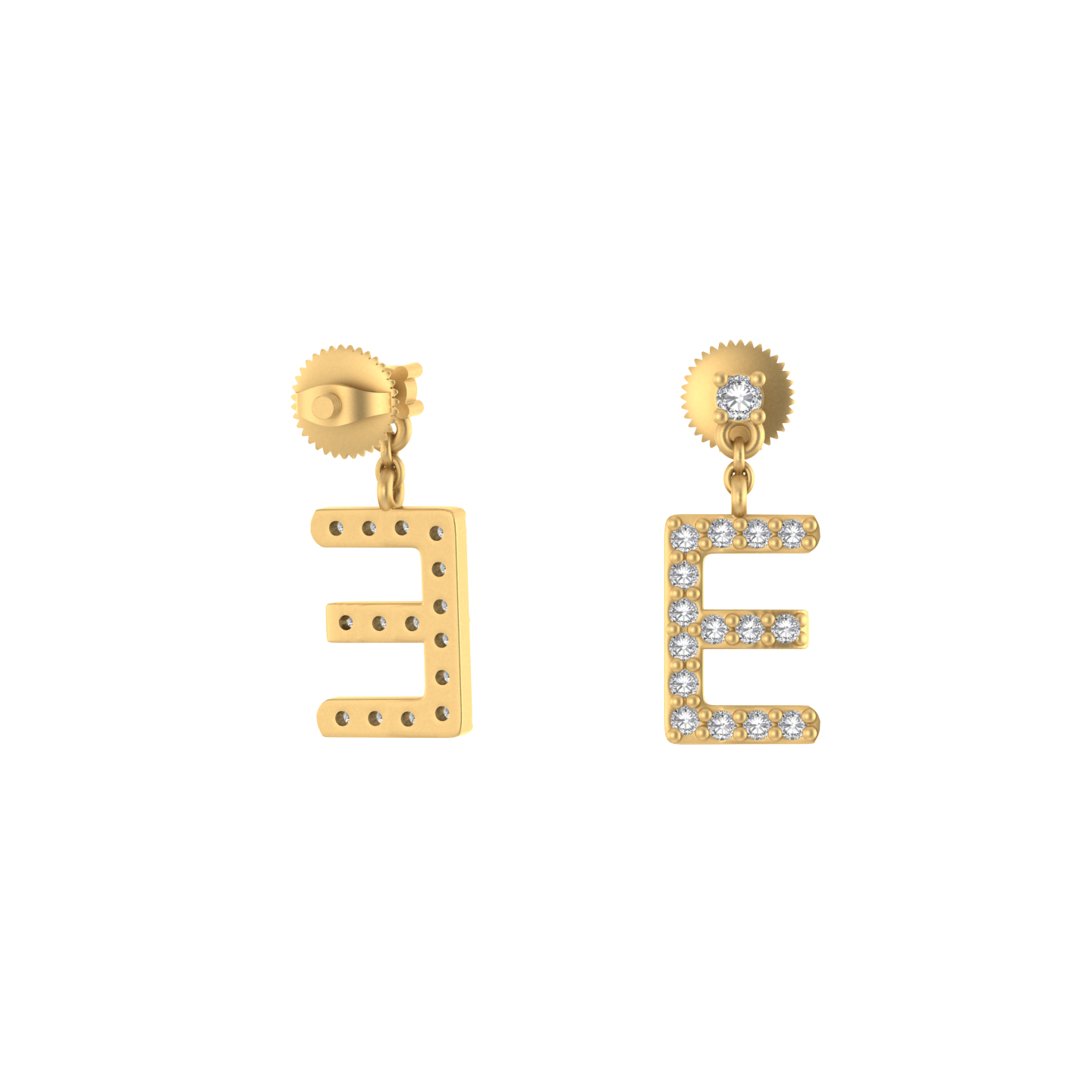 Personalized Perfection: 14K Gold Dangle Drop Earrings with Initial 'E'