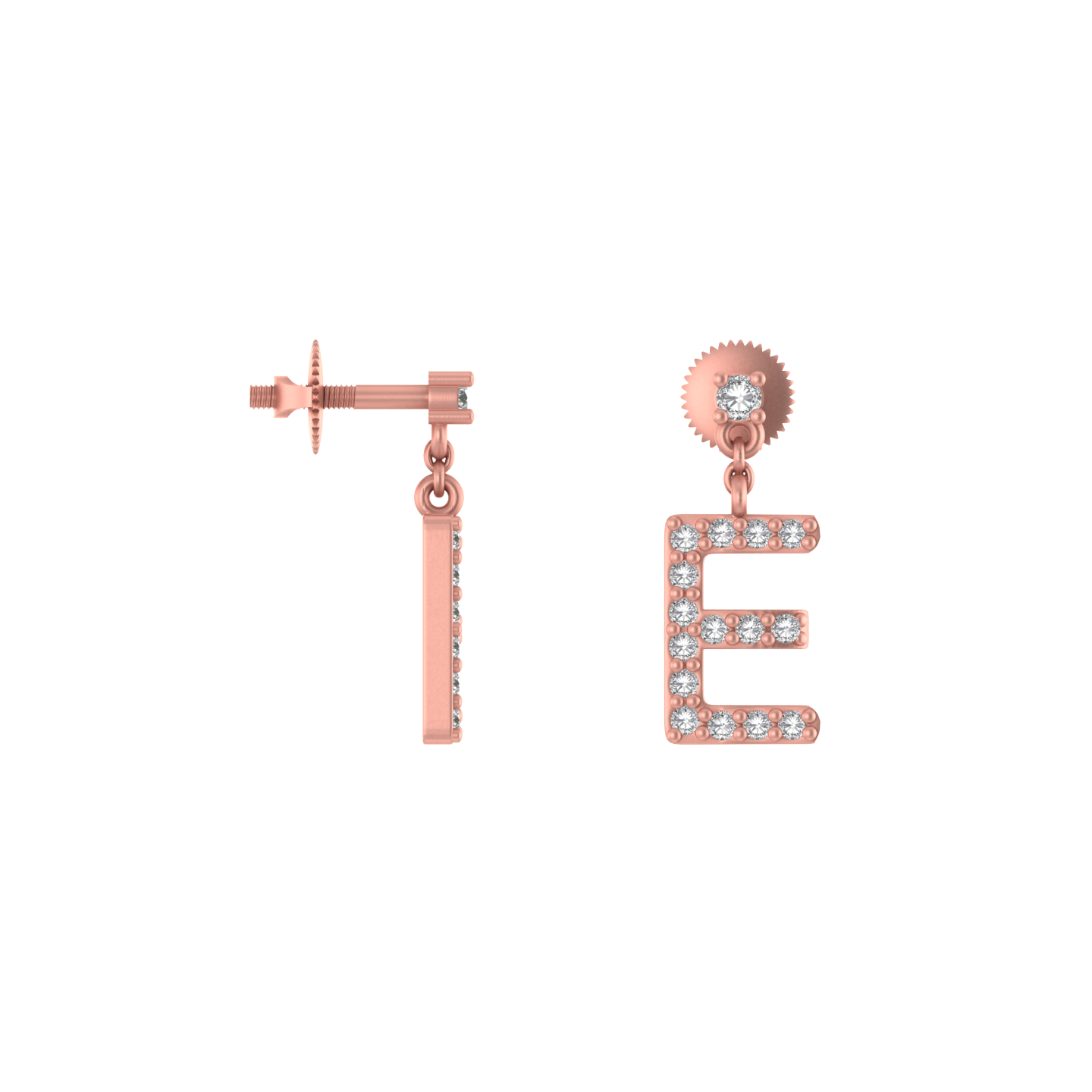 Personalized Perfection: 14K Gold Dangle Drop Earrings with Initial 'E'