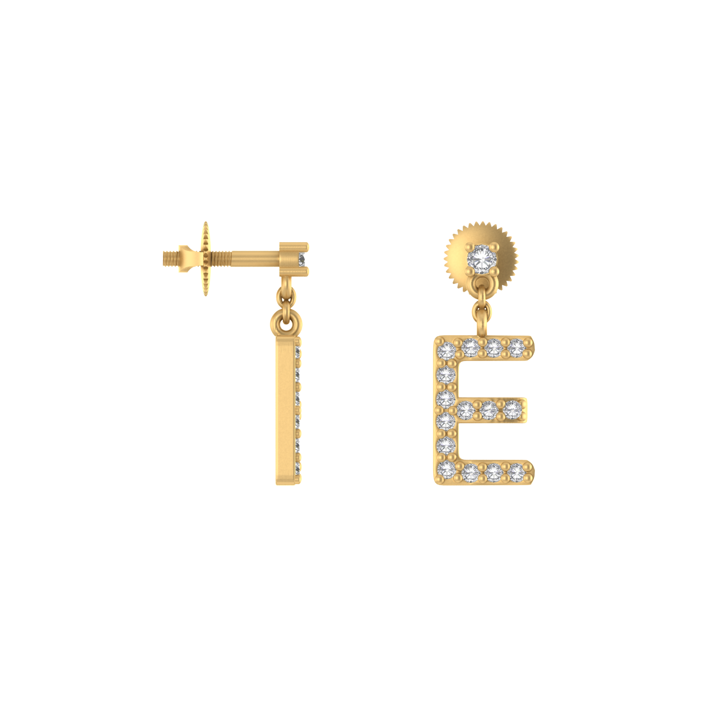 Personalized Perfection: 14K Gold Dangle Drop Earrings with Initial 'E'