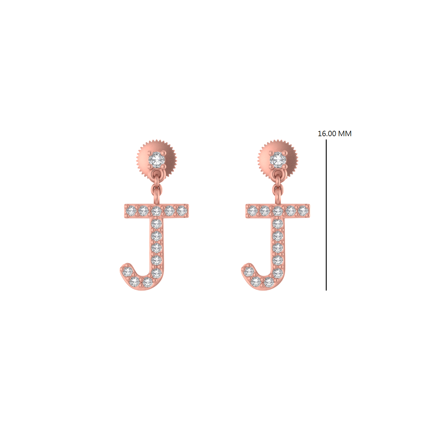 Jeweled Journeys: 14K Gold Dangle Drop Earrings with Initial 'J'