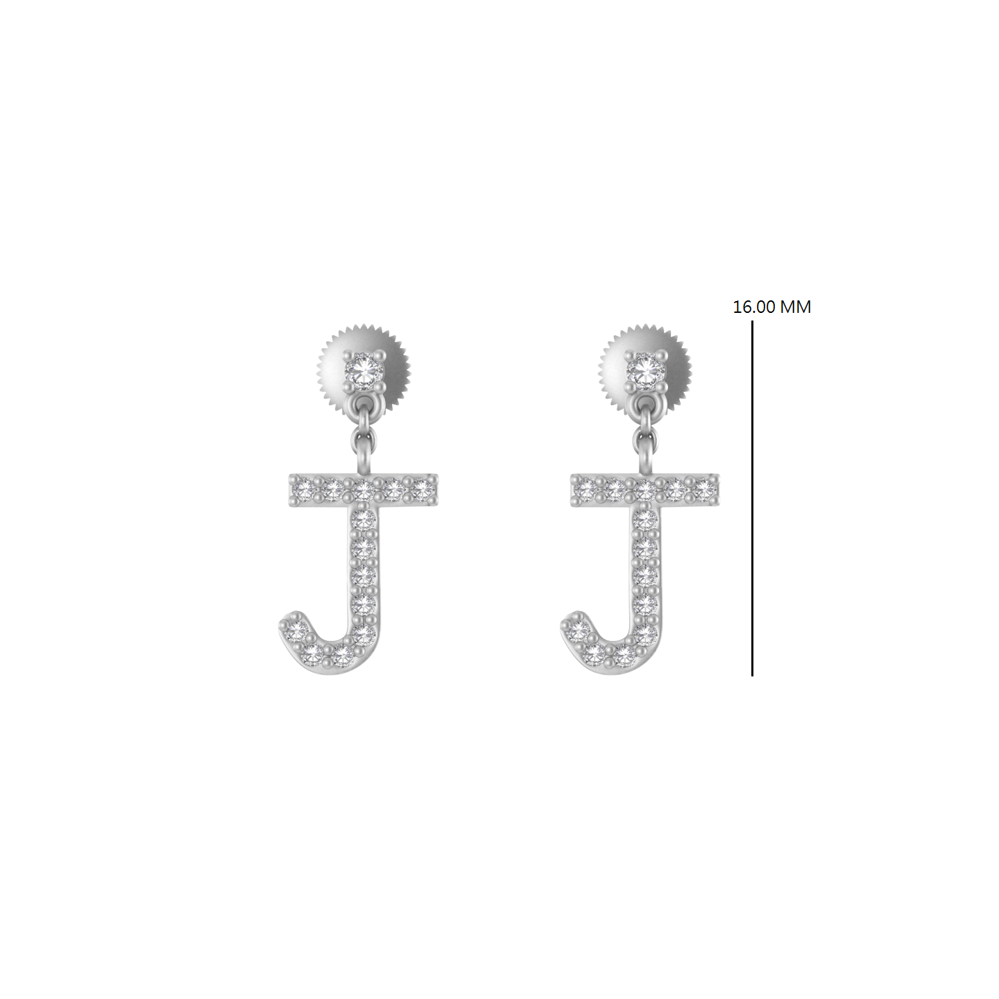 Jeweled Journeys: 14K Gold Dangle Drop Earrings with Initial 'J'