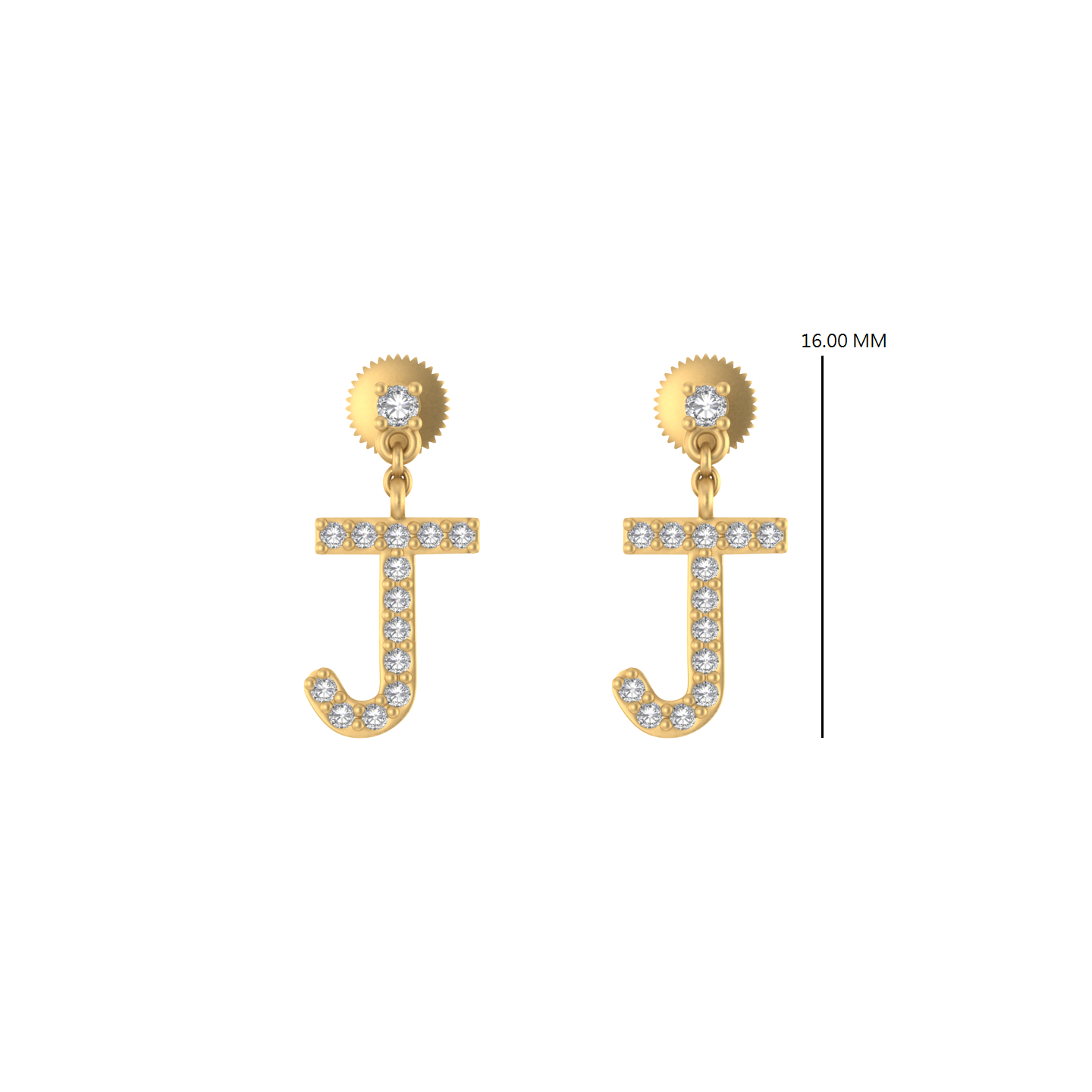 Jeweled Journeys: 14K Gold Dangle Drop Earrings with Initial 'J'