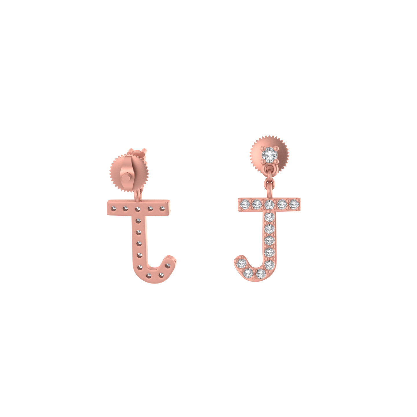 Jeweled Journeys: 14K Gold Dangle Drop Earrings with Initial 'J'