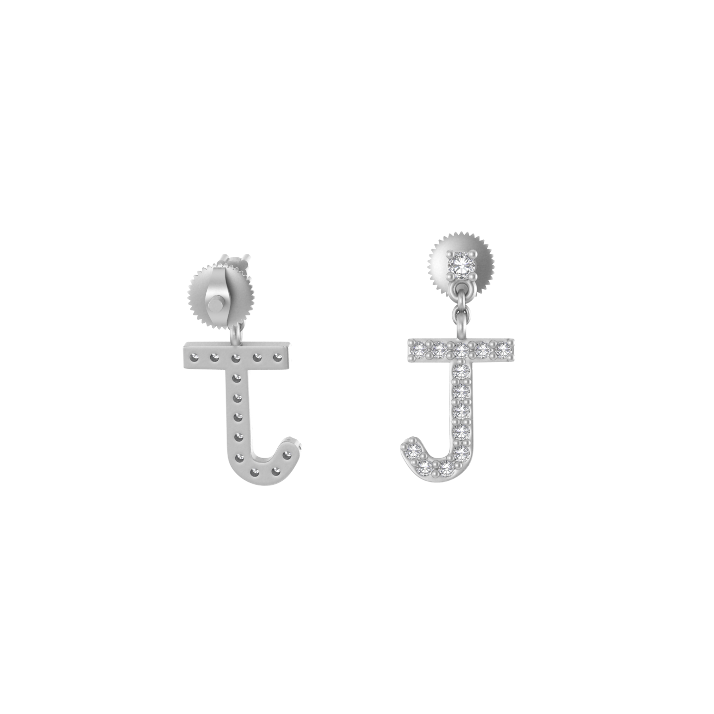 Jeweled Journeys: 14K Gold Dangle Drop Earrings with Initial 'J'