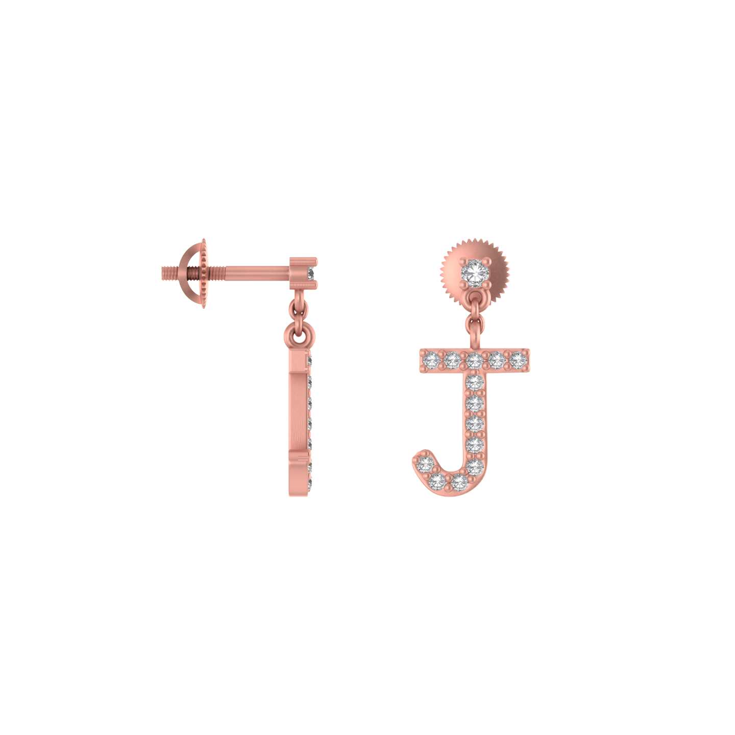 Jeweled Journeys: 14K Gold Dangle Drop Earrings with Initial 'J'