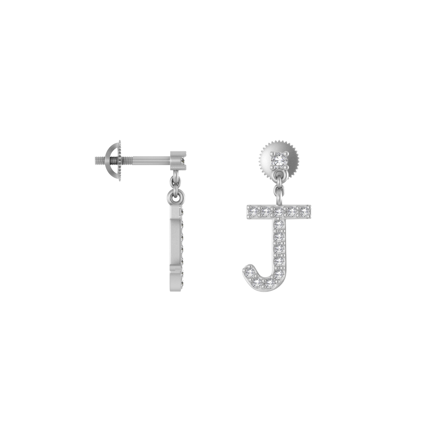 Jeweled Journeys: 14K Gold Dangle Drop Earrings with Initial 'J'