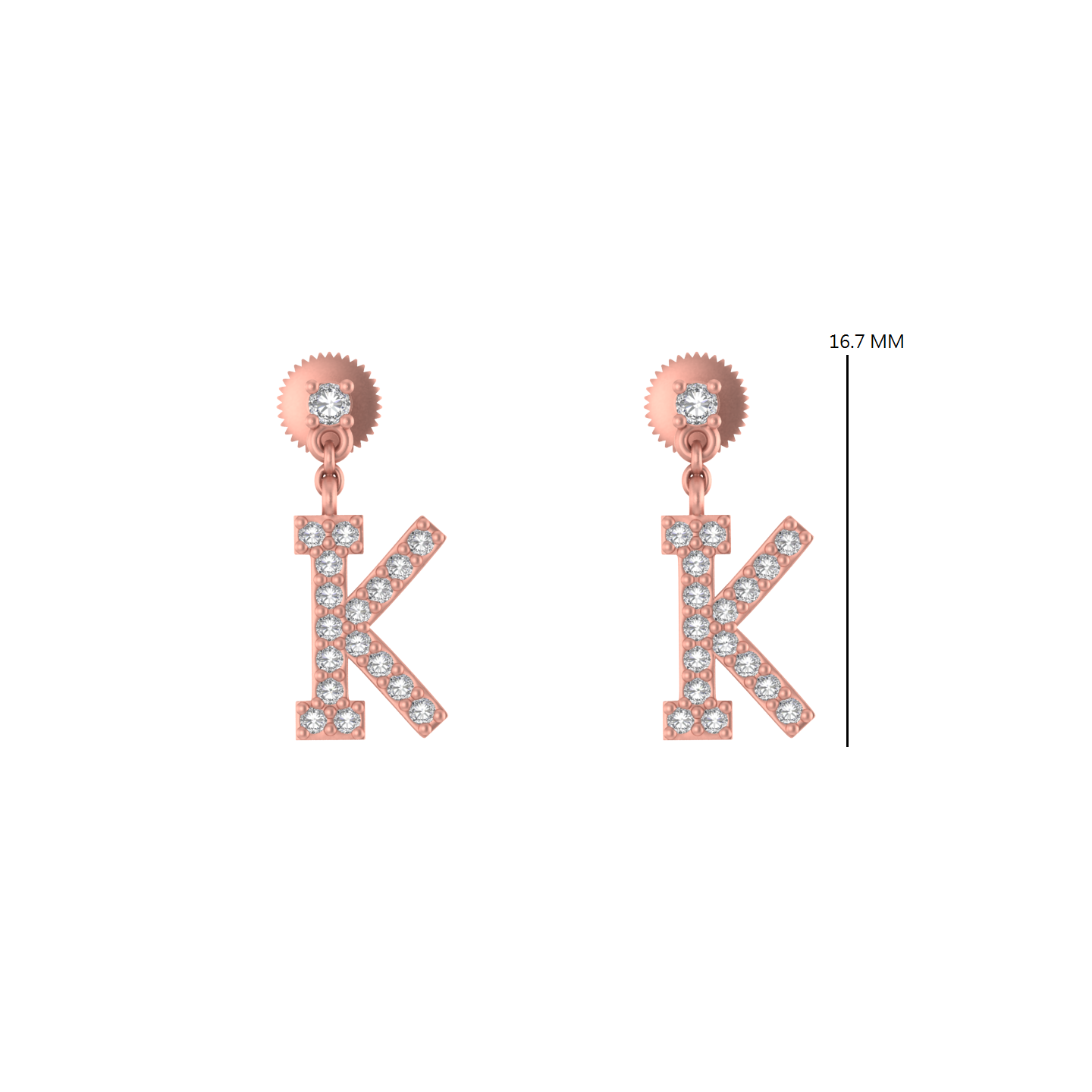 Personalized Initial K Charm : Radiant 14K Gold Dangle Drop Earrings