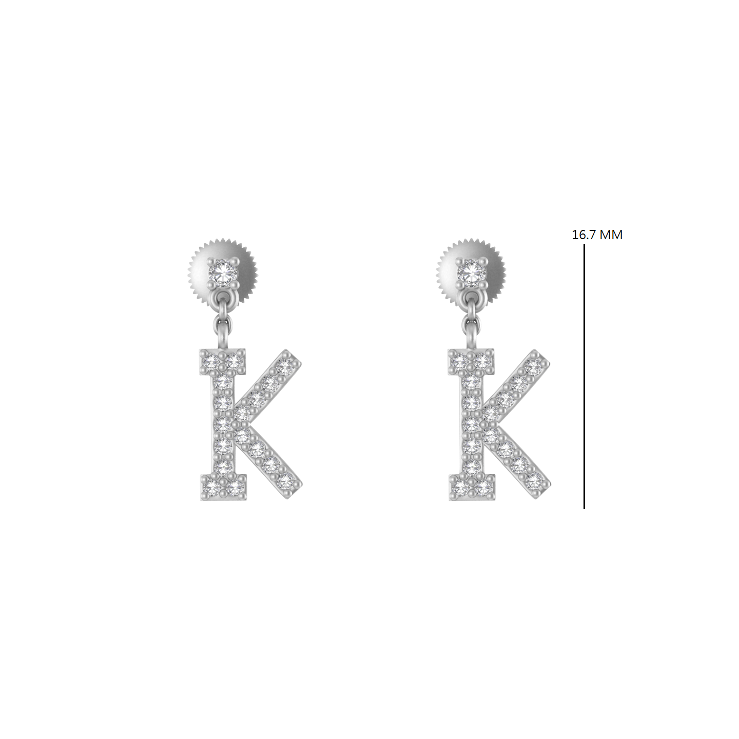 Personalized Initial K Charm : Radiant 14K Gold Dangle Drop Earrings