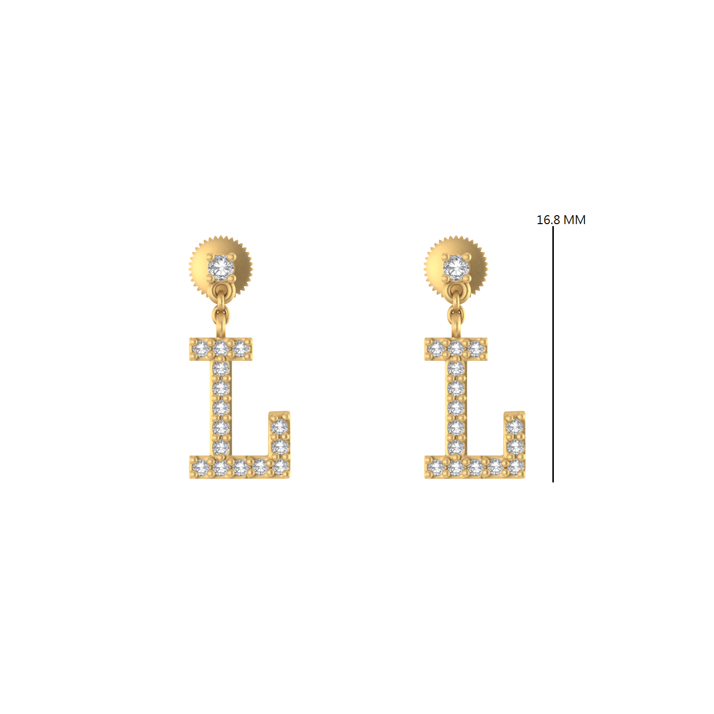 Luminous Letters: 14K Gold Dangle Drop 'L' Initial Earrings