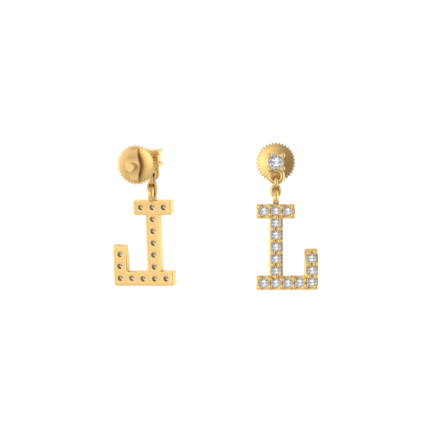 Luminous Letters: 14K Gold Dangle Drop 'L' Initial Earrings