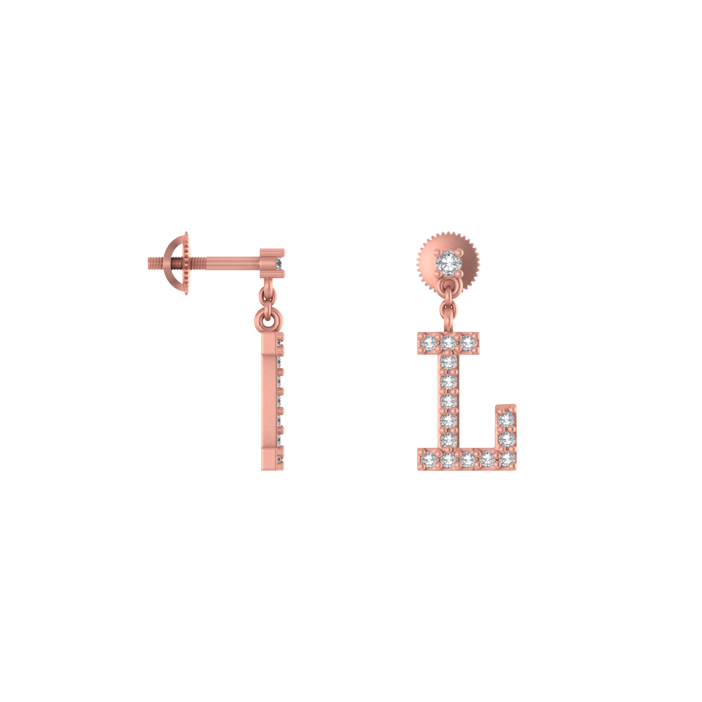 Luminous Letters: 14K Gold Dangle Drop 'L' Initial Earrings