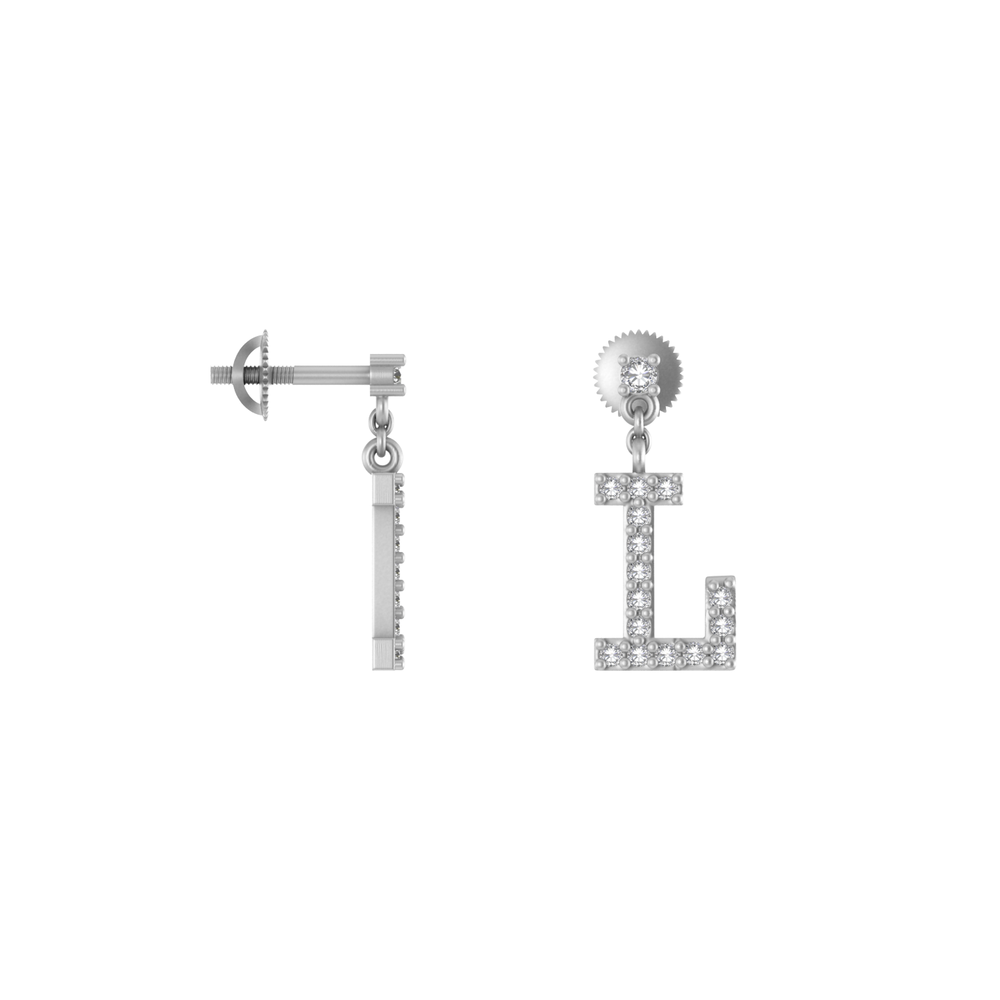 Luminous Letters: 14K Gold Dangle Drop 'L' Initial Earrings
