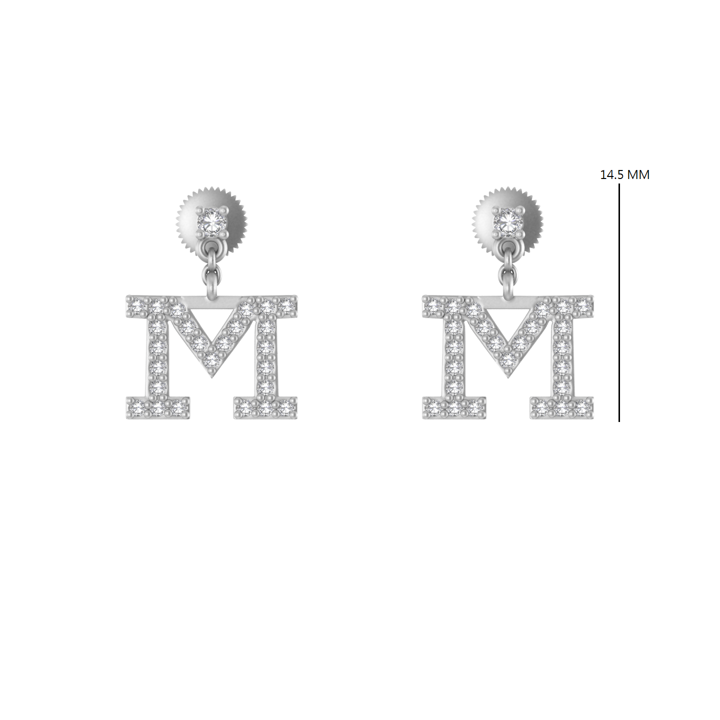Luxury in Motion: 14K Gold Dangle 'M' Initial Earrings