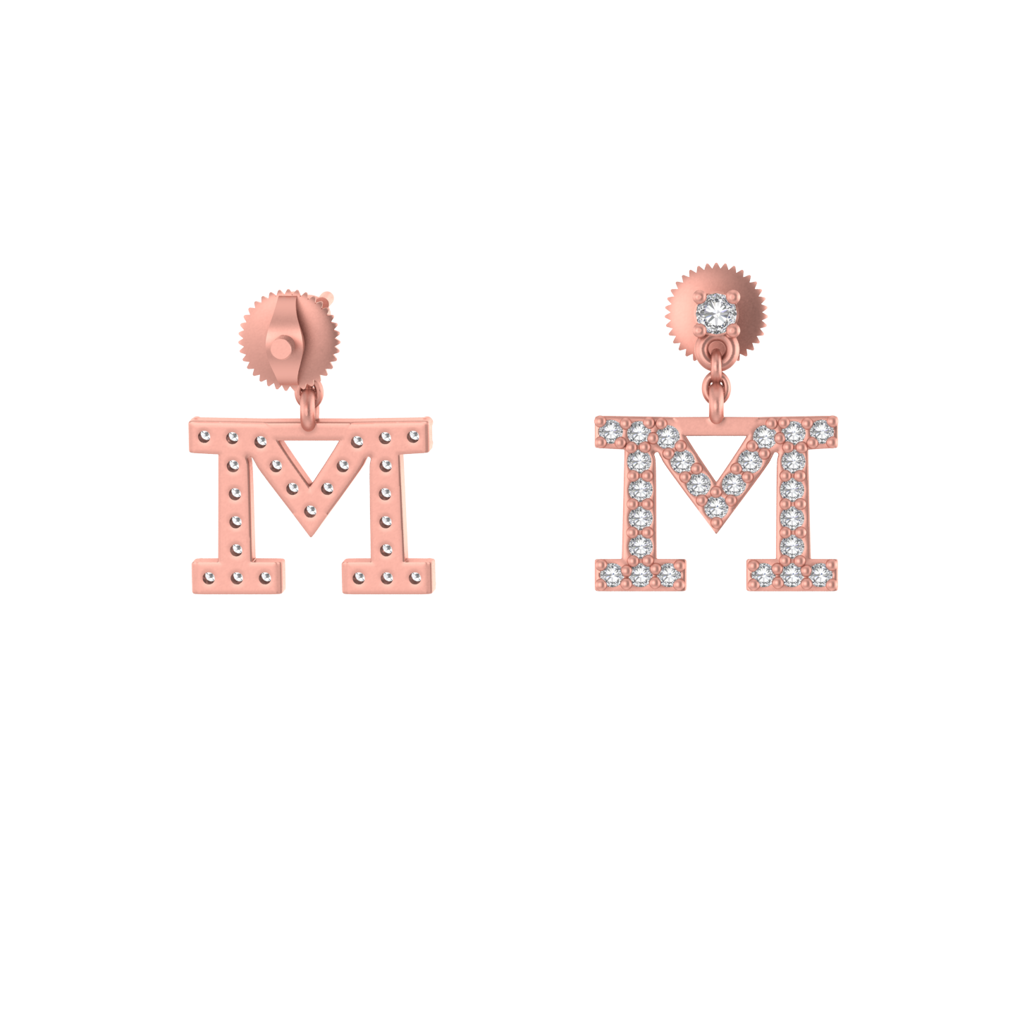Luxury in Motion: 14K Gold Dangle 'M' Initial Earrings