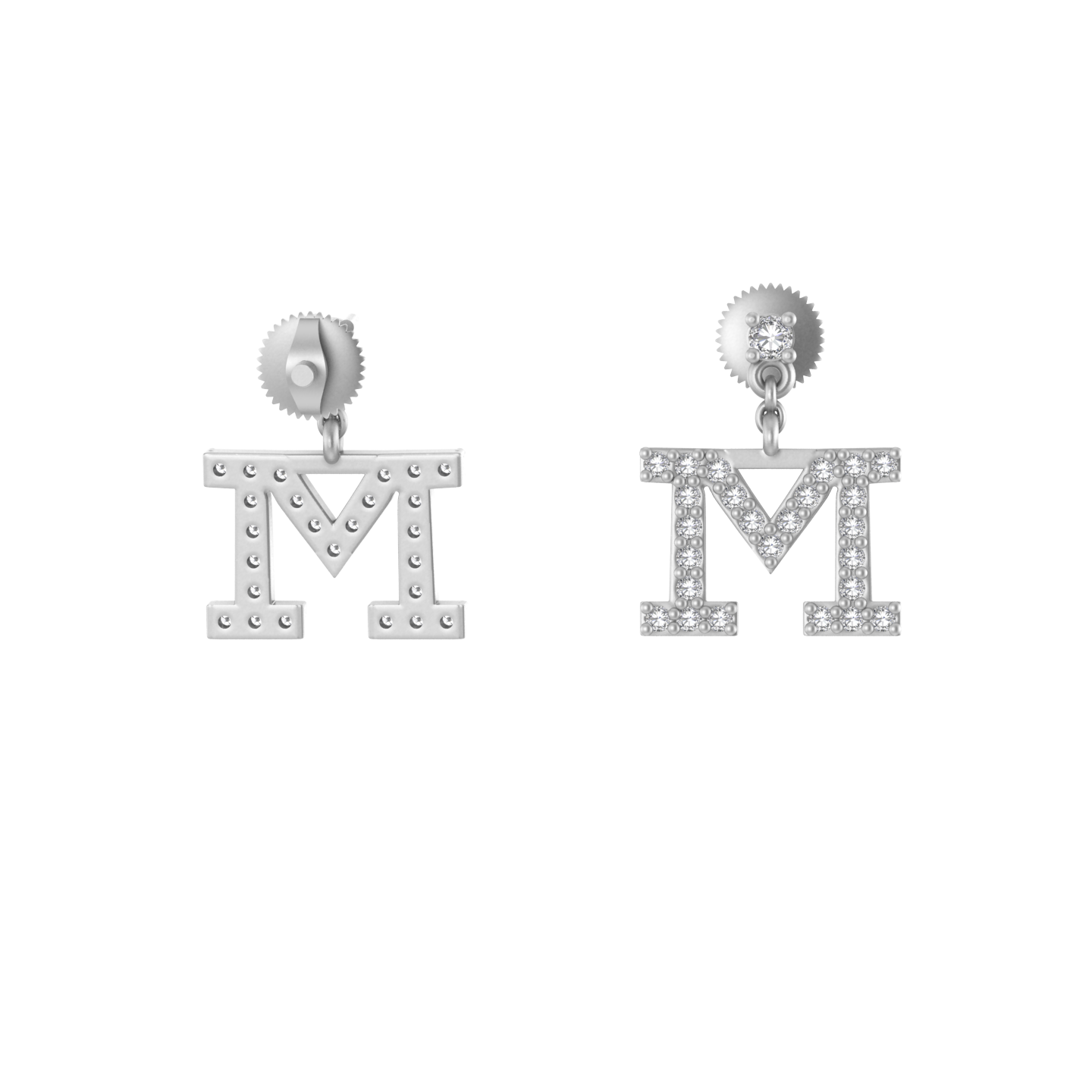 Luxury in Motion: 14K Gold Dangle 'M' Initial Earrings