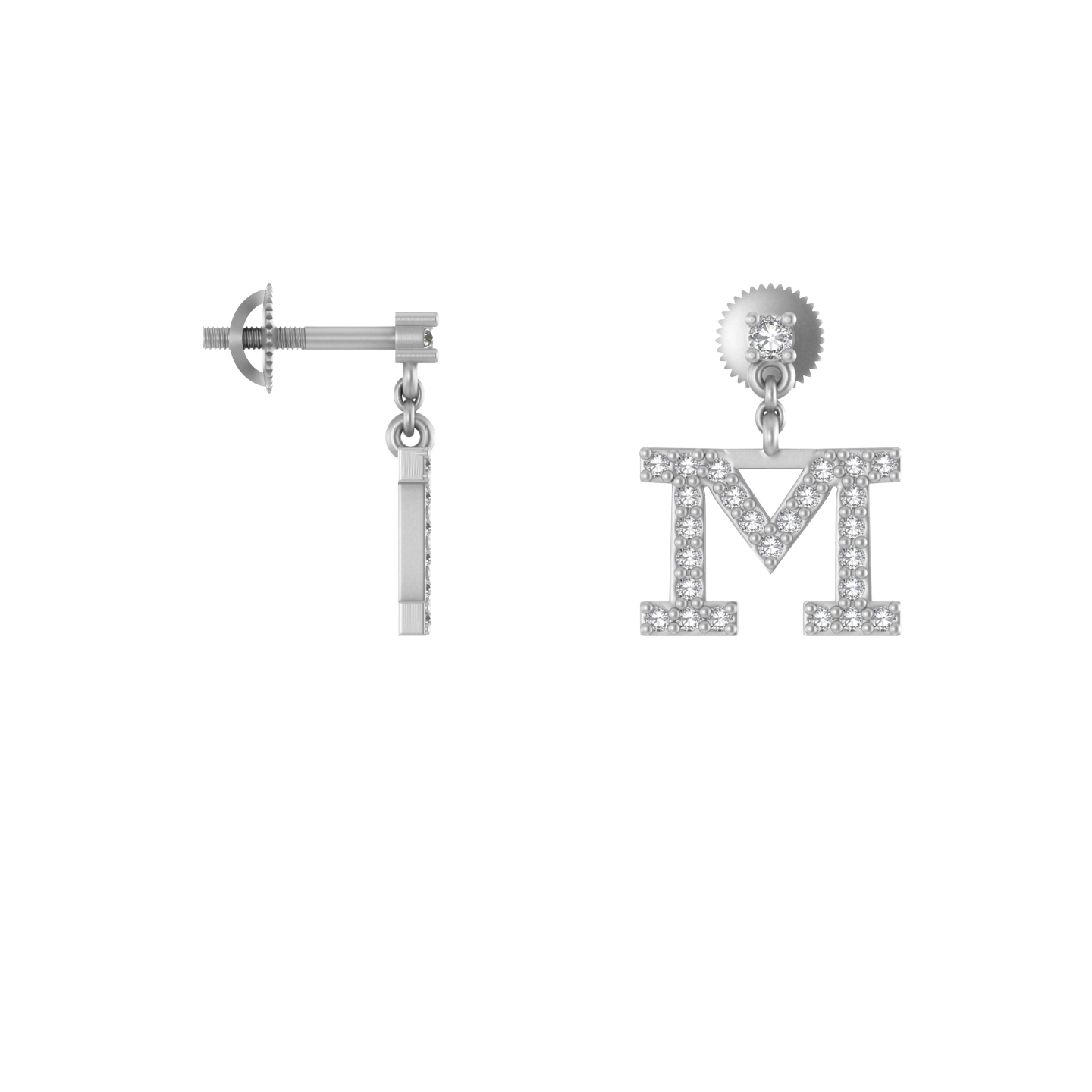 Luxury in Motion: 14K Gold Dangle 'M' Initial Earrings