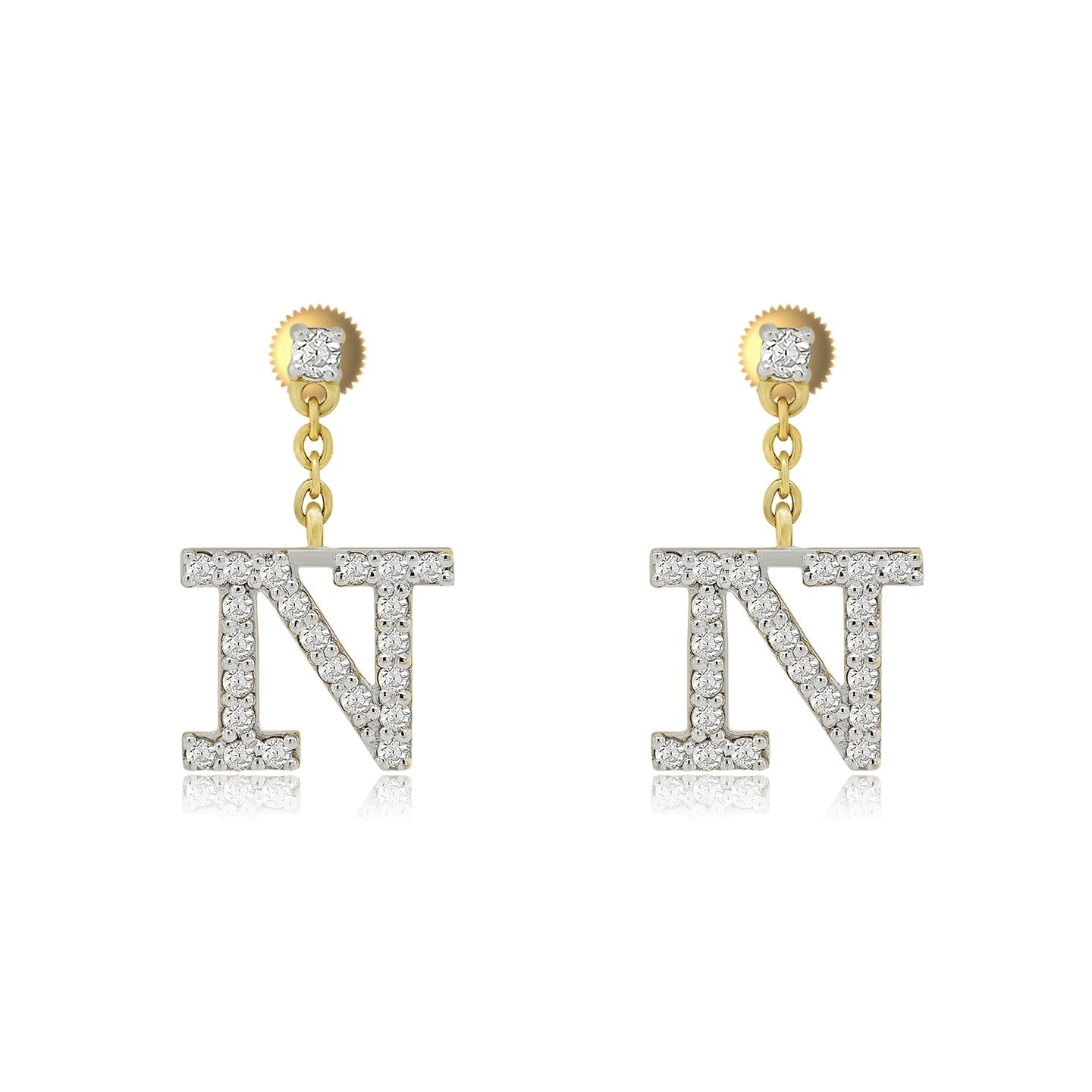Personalized Glamour: 14K Gold Dangle Drop 'N' Initial Earrings