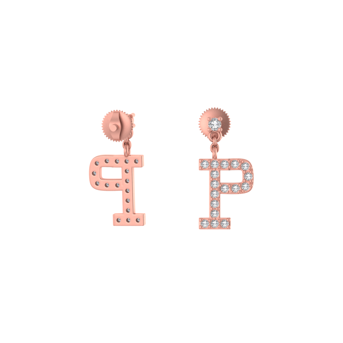 Personalized Brilliance: 14k Gold Initial P Dangle Drop Earrings
