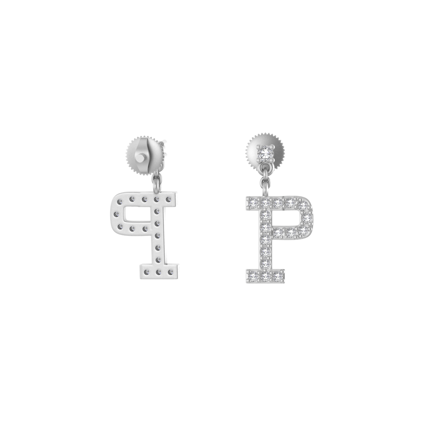 Personalized Brilliance: 14k Gold Initial P Dangle Drop Earrings