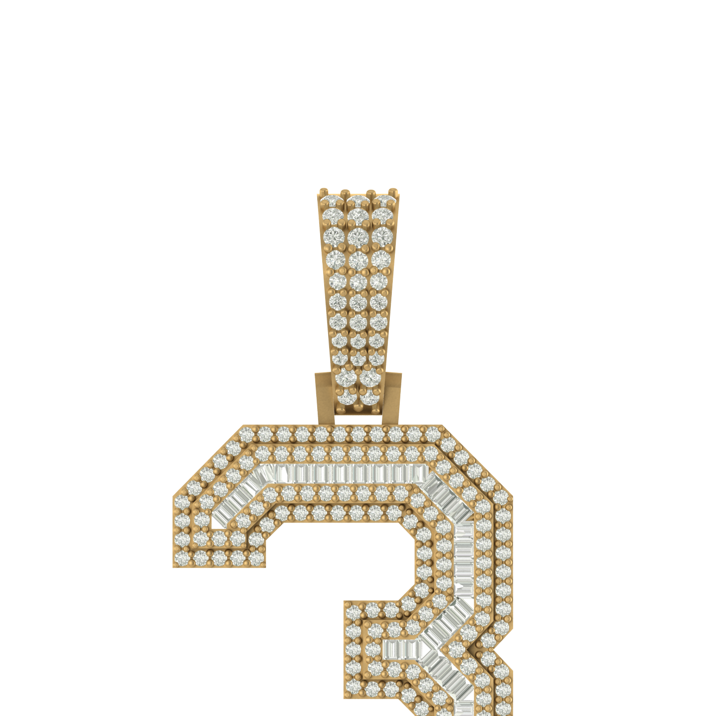 Divine Triad: 10K Solid Gold Number 3 Pendant Adorned with Diamonds
