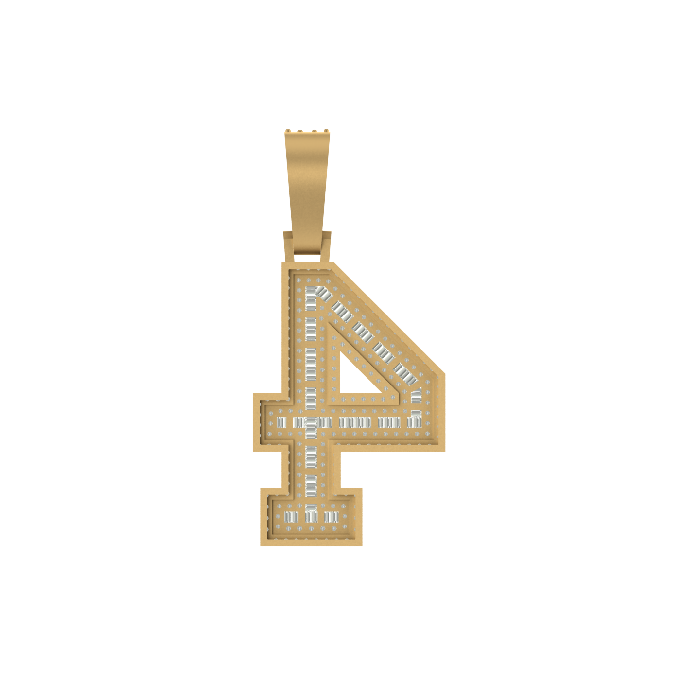 Glamour in Gold: 10K Solid Gold Number 4 Pendant with Diamonds