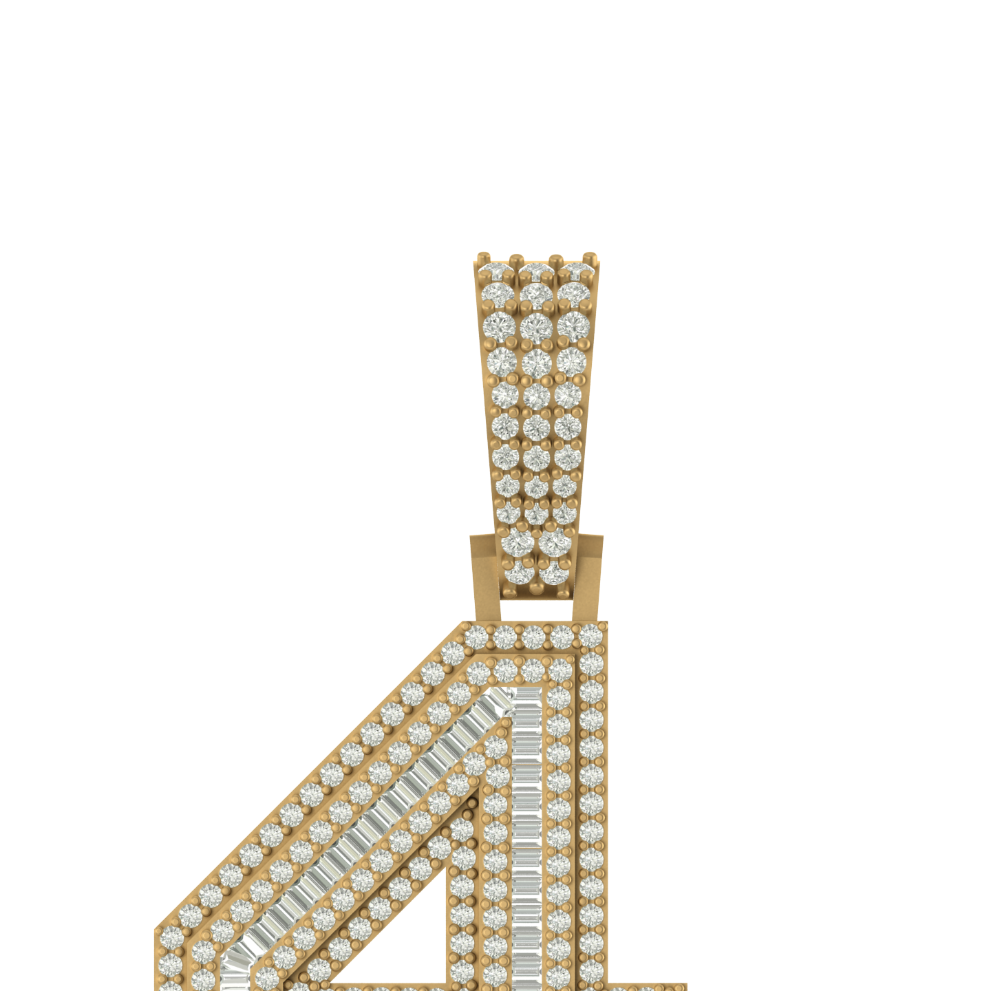 Glamour in Gold: 10K Solid Gold Number 4 Pendant with Diamonds