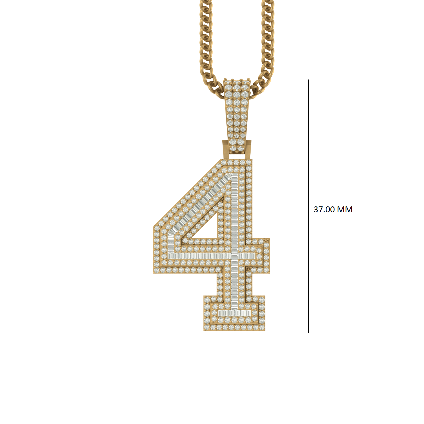 Glamour in Gold: 10K Solid Gold Number 4 Pendant with Diamonds