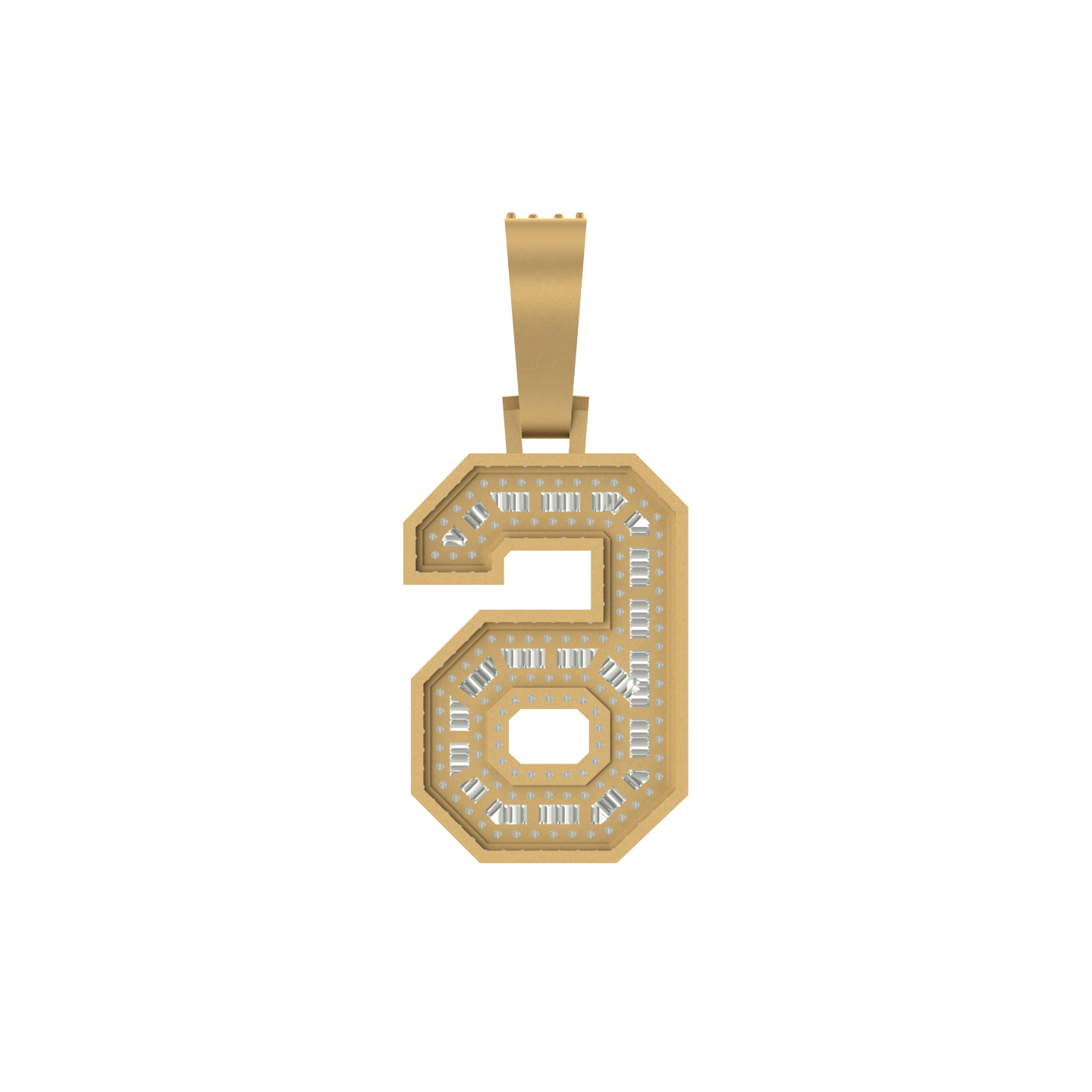 Sparkling Splendor: Number 6 Pendant in 10K Gold with Natural Diamonds