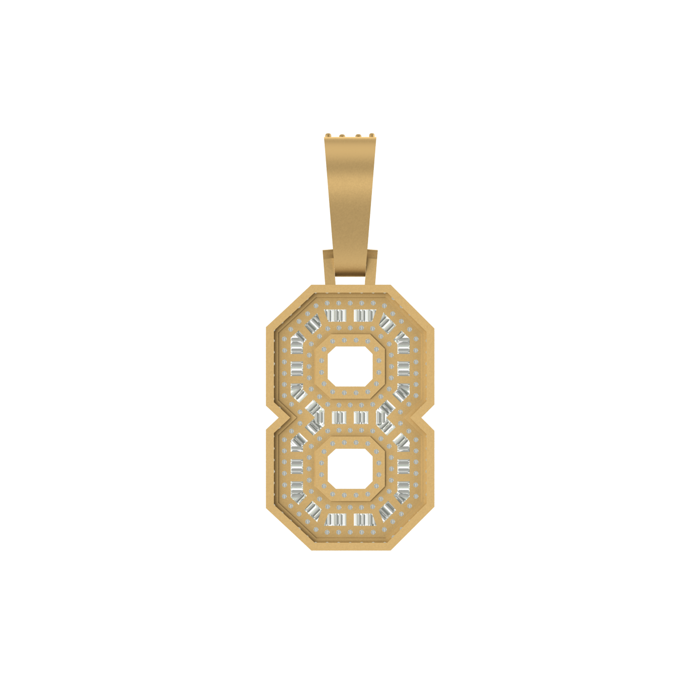 Gleaming Legacy: Natural Diamond Adorned 10K Gold Number 8 Pendant