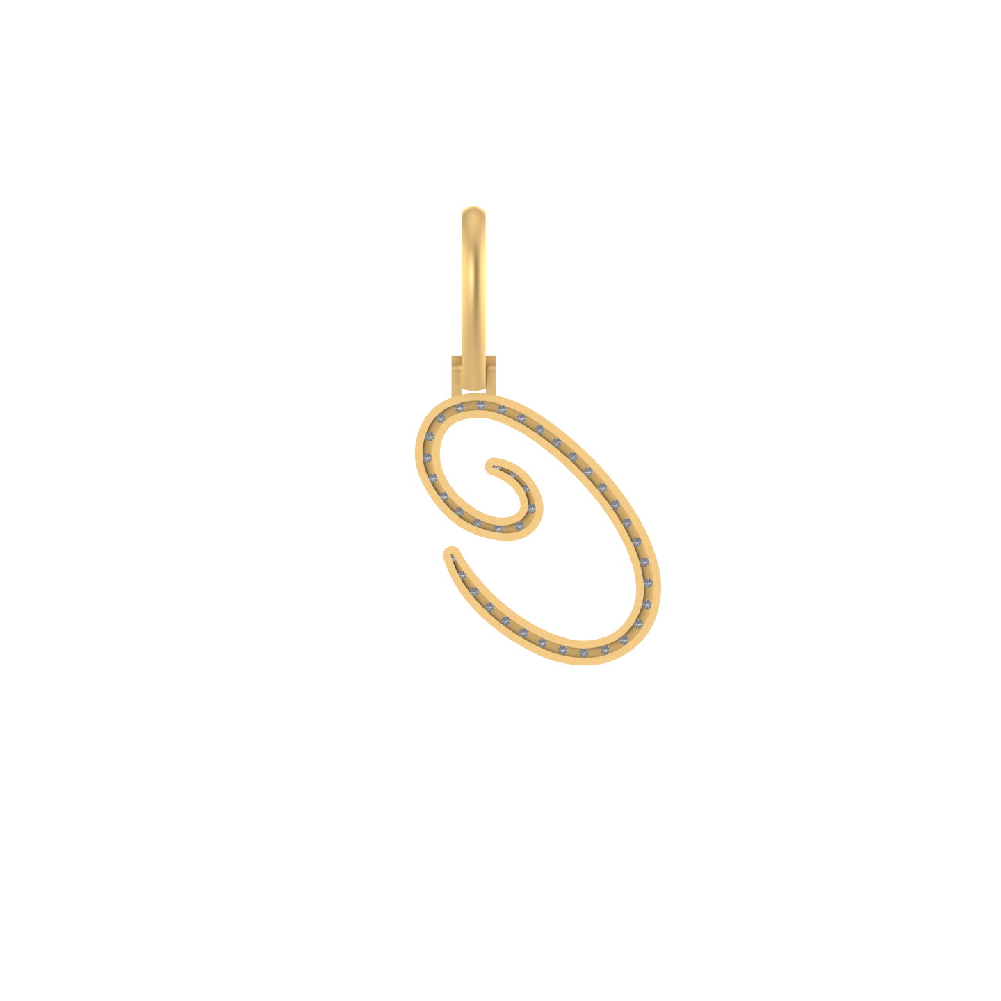 Crowned Elegance: 14k Solid Gold Initial C Pendant