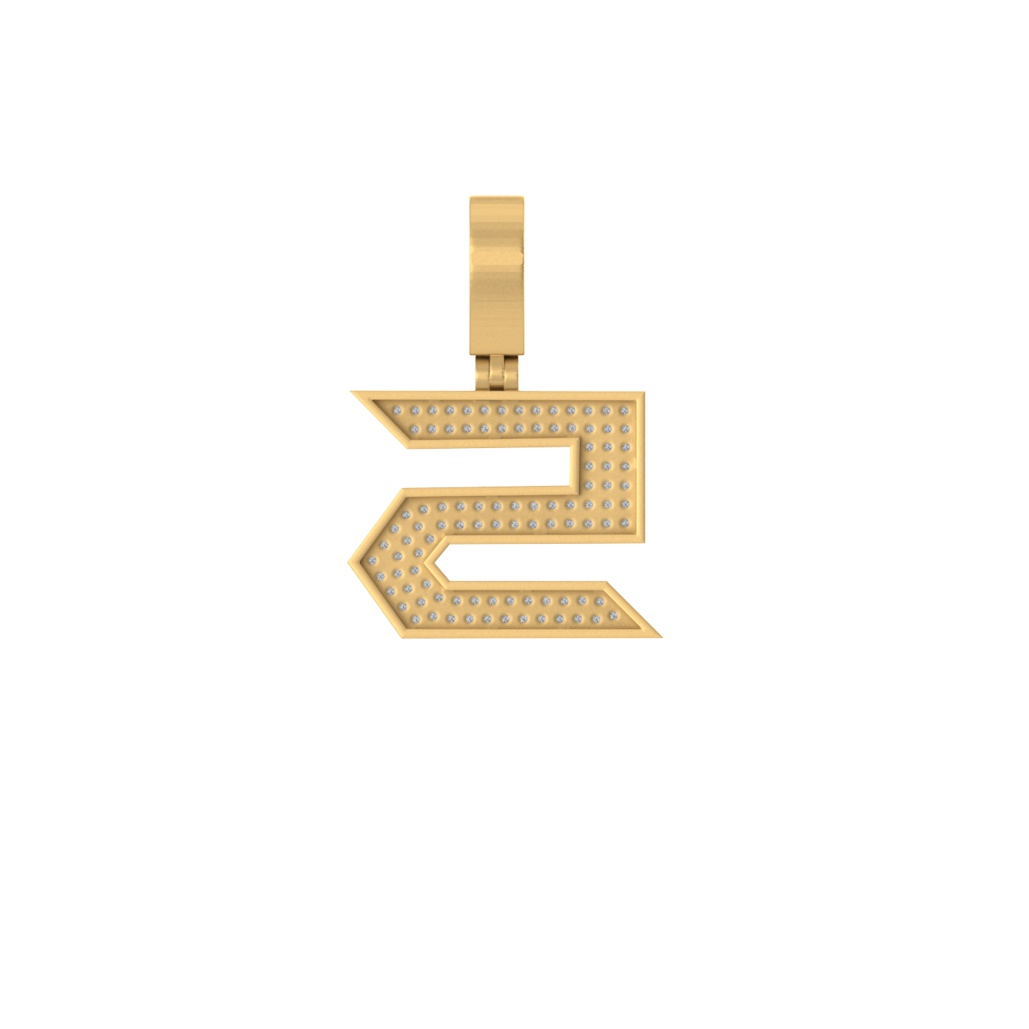 Dazzling Digits: 14K Gold Baguette Number 5 Pendant