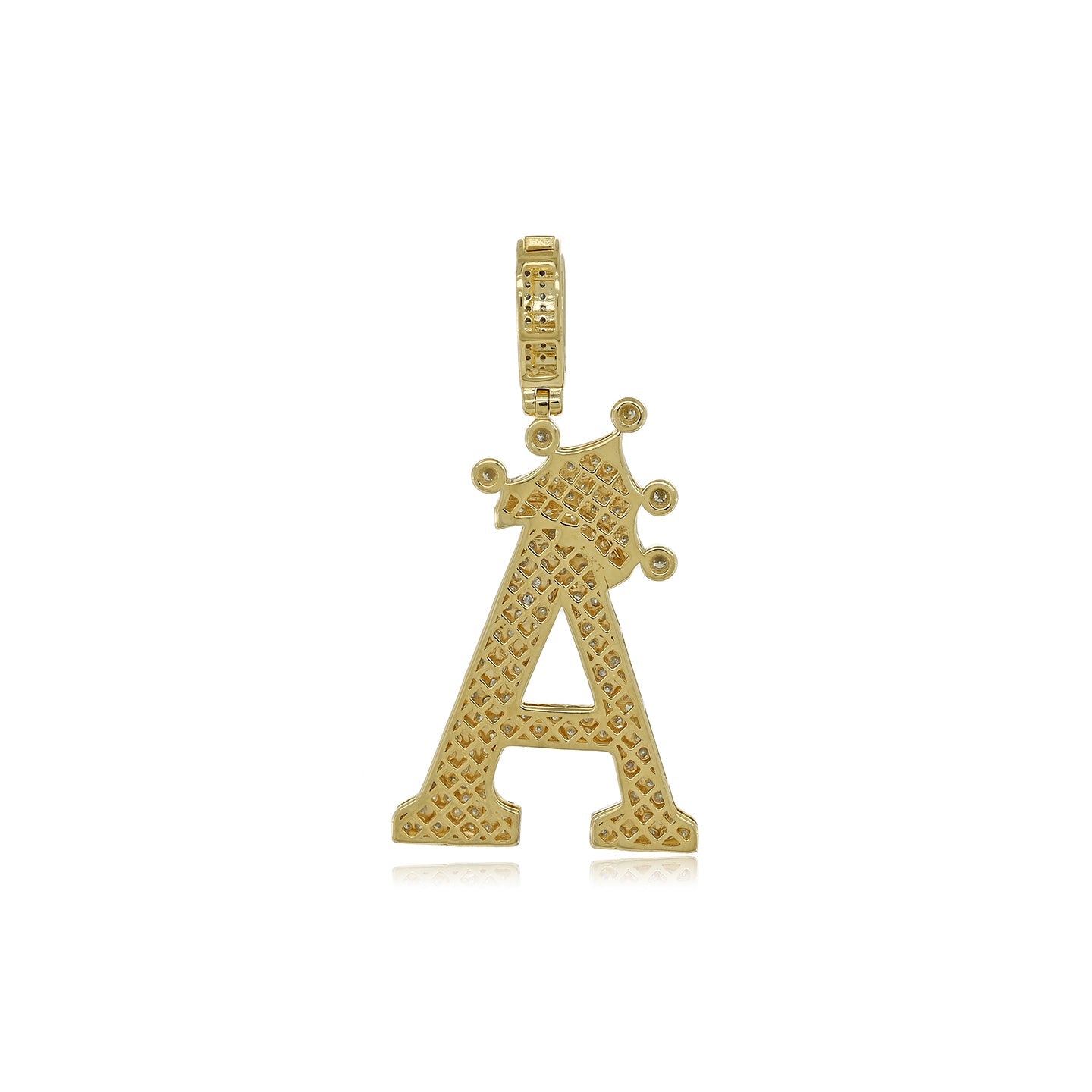 Royal Charm: 14k Gold 'A' Pendant with Crown