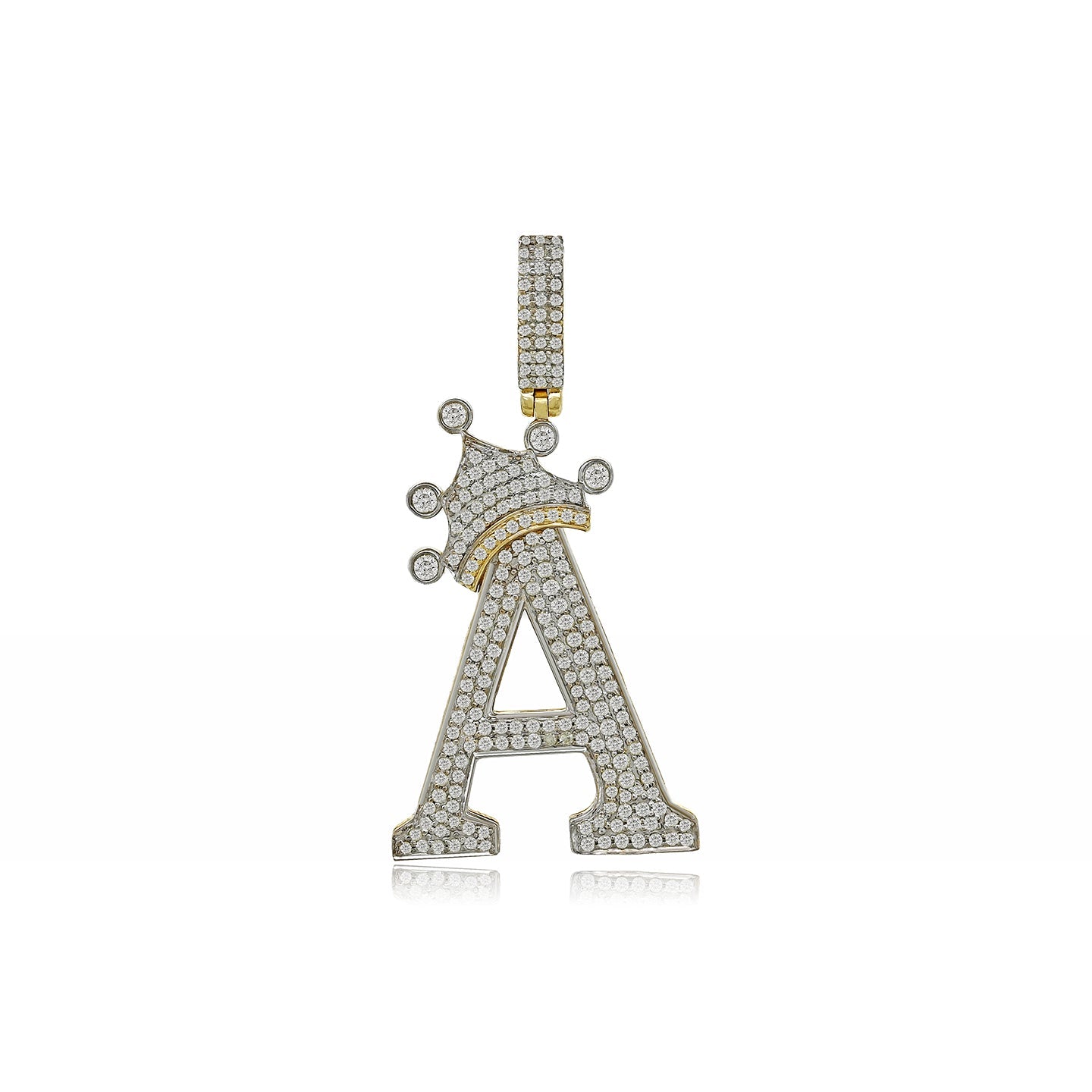 Royal Charm: 14k Gold 'A' Pendant with Crown