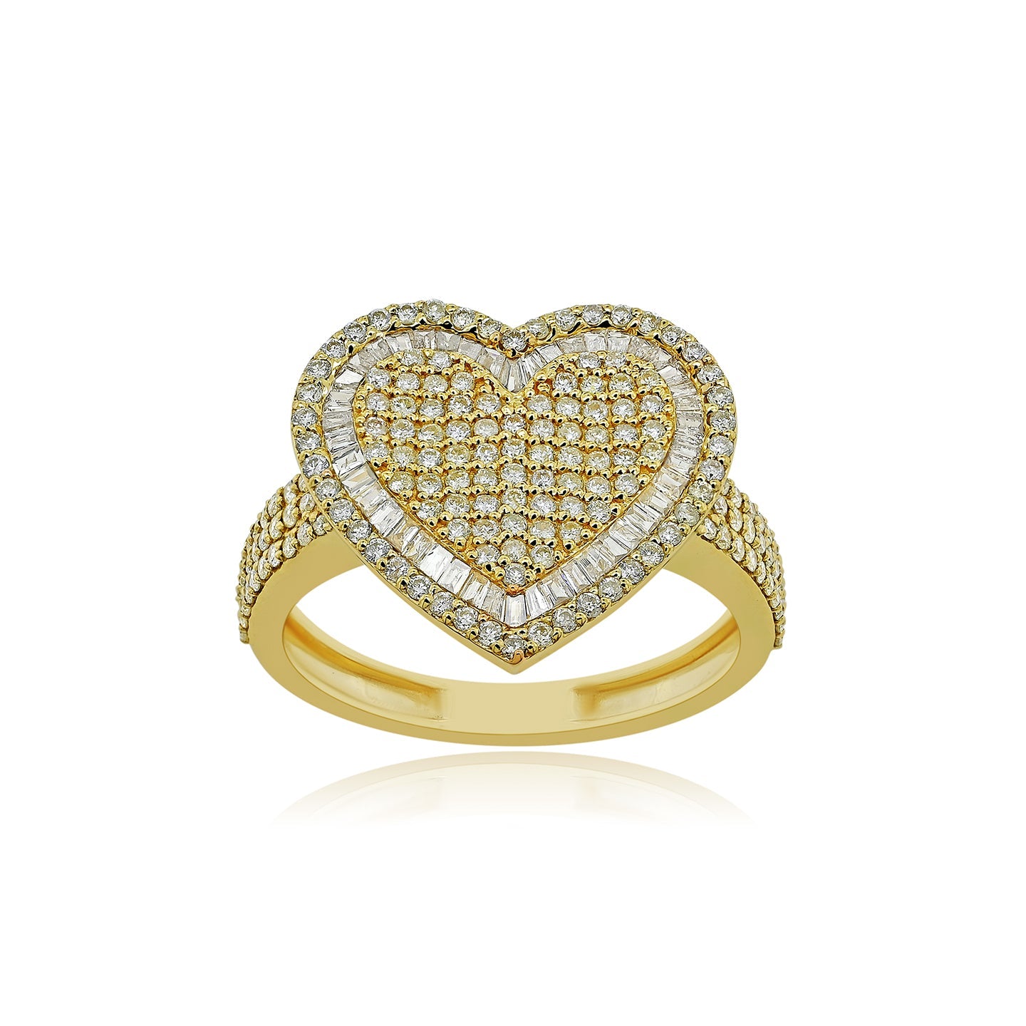 Cherished Charms: Modern 14K Gold Heart Fashion Ring for Timeless Beauty