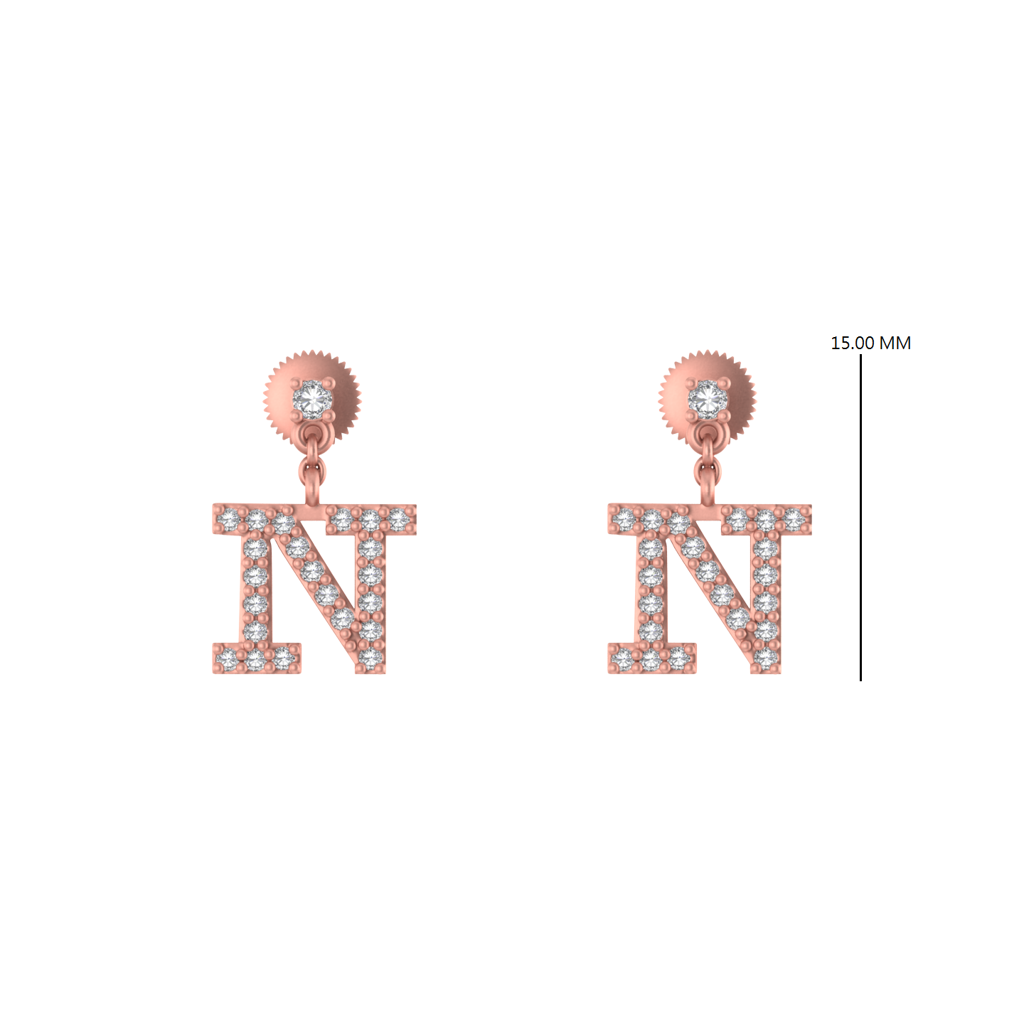 Personalized Glamour: 14K Gold Dangle Drop 'N' Initial Earrings