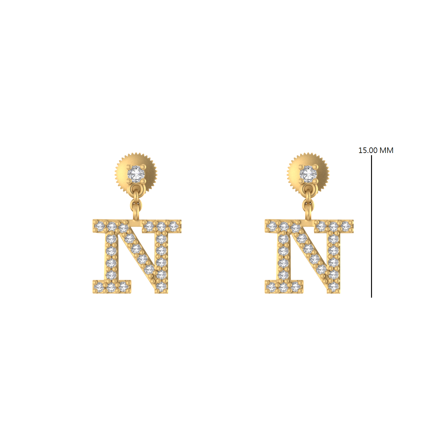 Personalized Glamour: 14K Gold Dangle Drop 'N' Initial Earrings