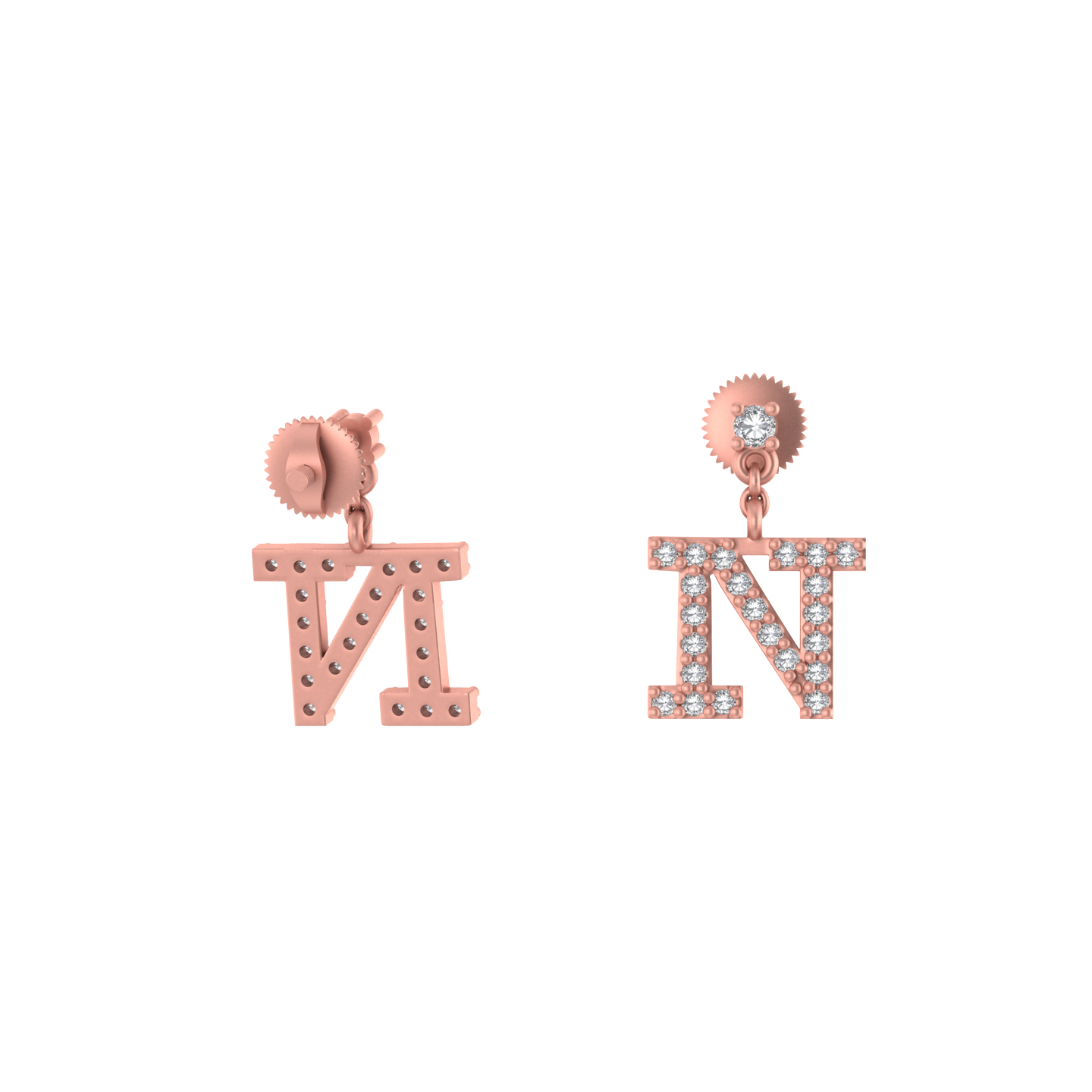 Personalized Glamour: 14K Gold Dangle Drop 'N' Initial Earrings