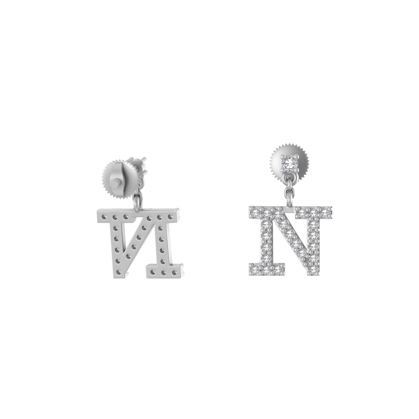 Personalized Glamour: 14K Gold Dangle Drop 'N' Initial Earrings